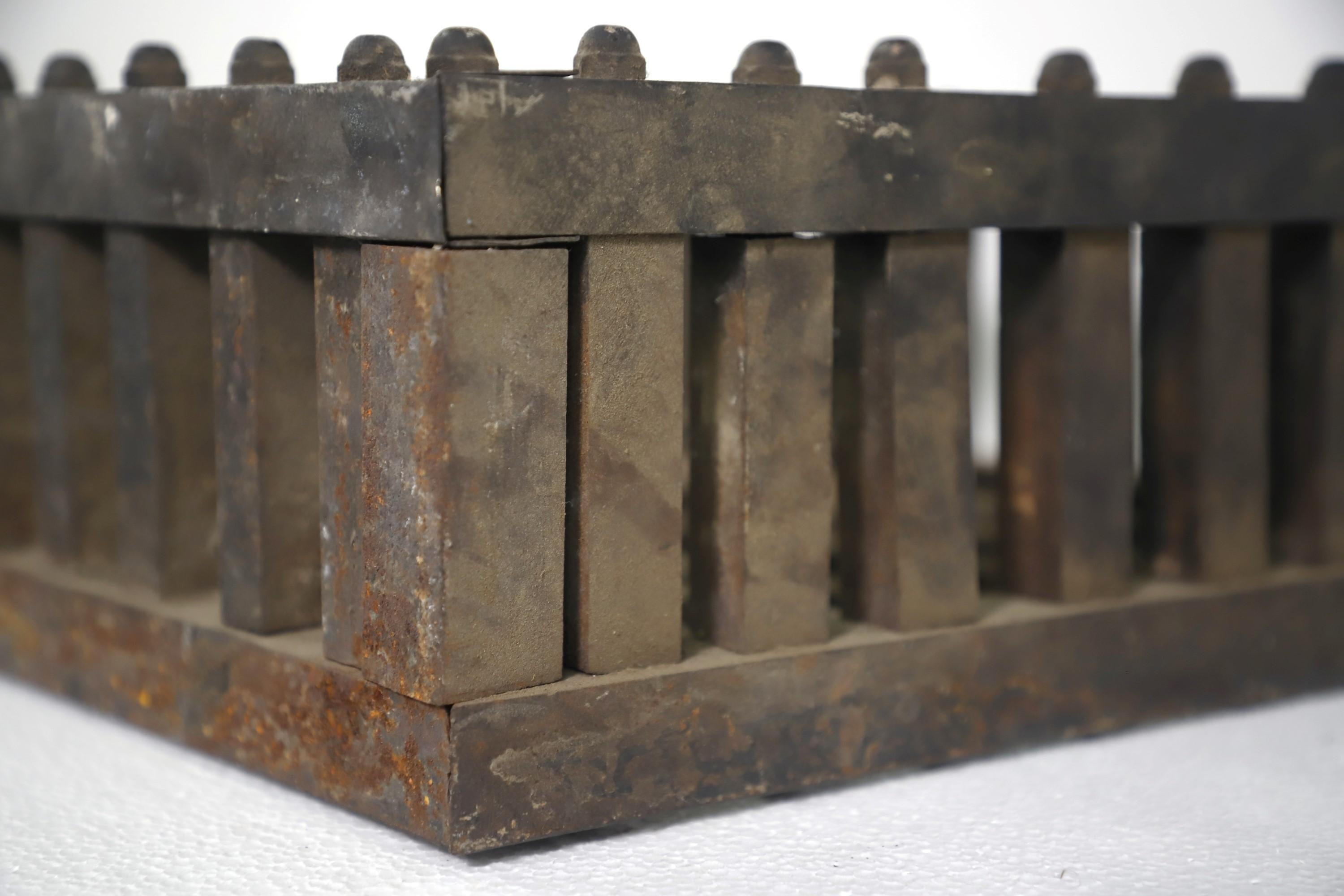 Antique Trapezoid Shape Fireplace Log Holder Hex Heads In Good Condition In New York, NY