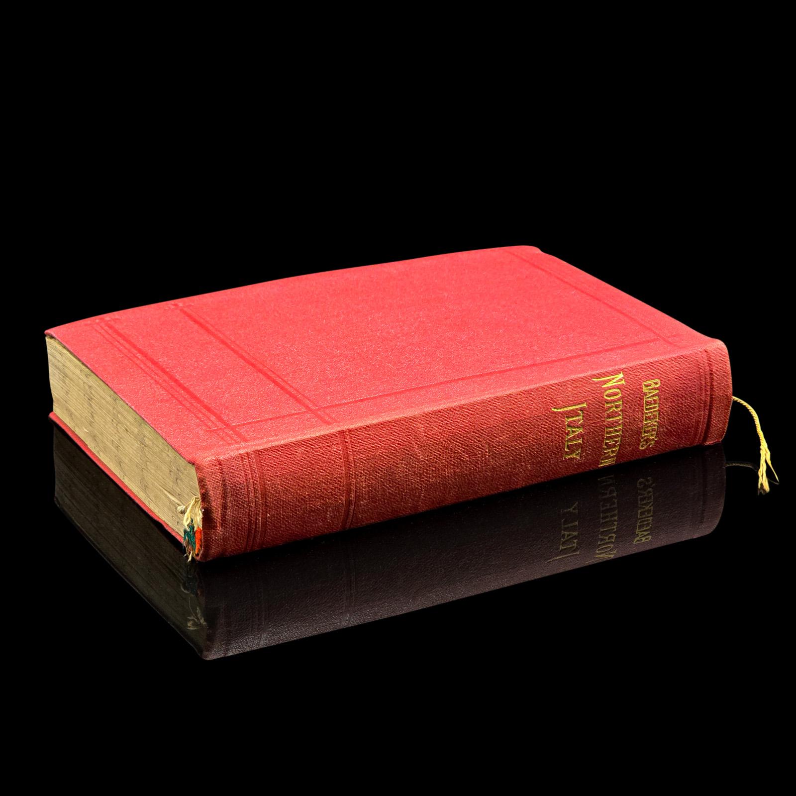 This is an antique copy of Baedeker’s Northern Italy, a bound and illustrated travel guide book, presented in its intact, original order with only light markings commensurate with age. A superb example of Baedeker’s celebrated series, renowned for