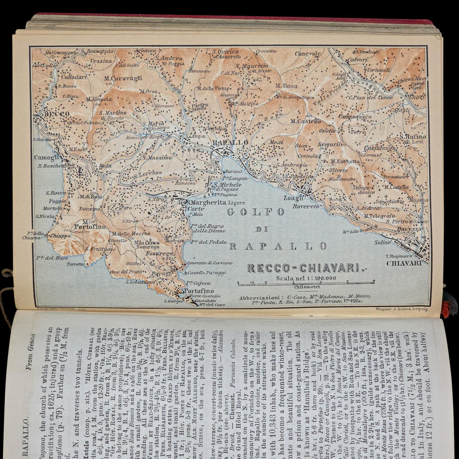 Antique Travel Book, Baedeker’s Northern Italy, Maps, Guide, Edwardian, C.1903 For Sale 2