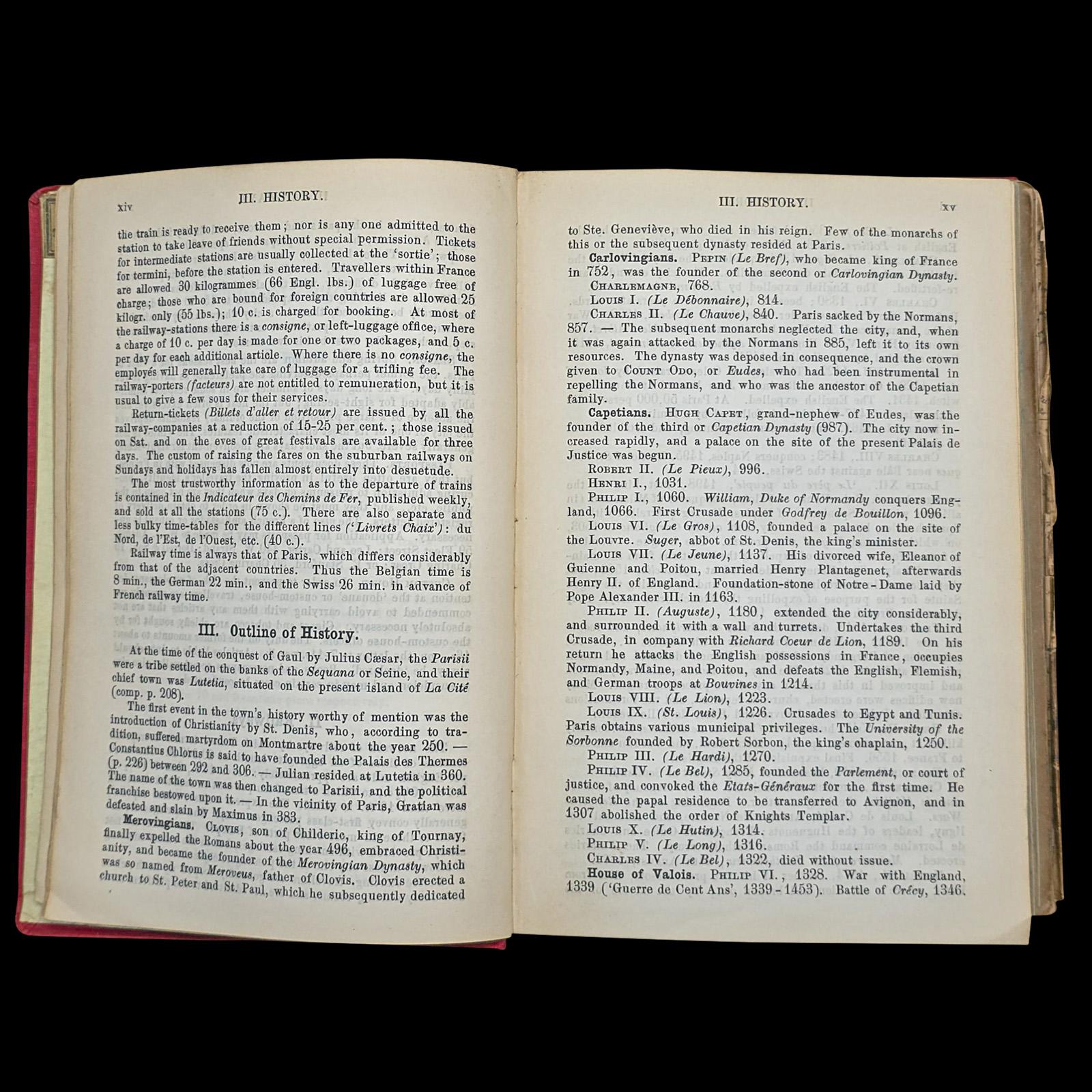 French Antique Travel Book, Baedeker’s Paris and its Environs, Maps, Guide, Victorian For Sale