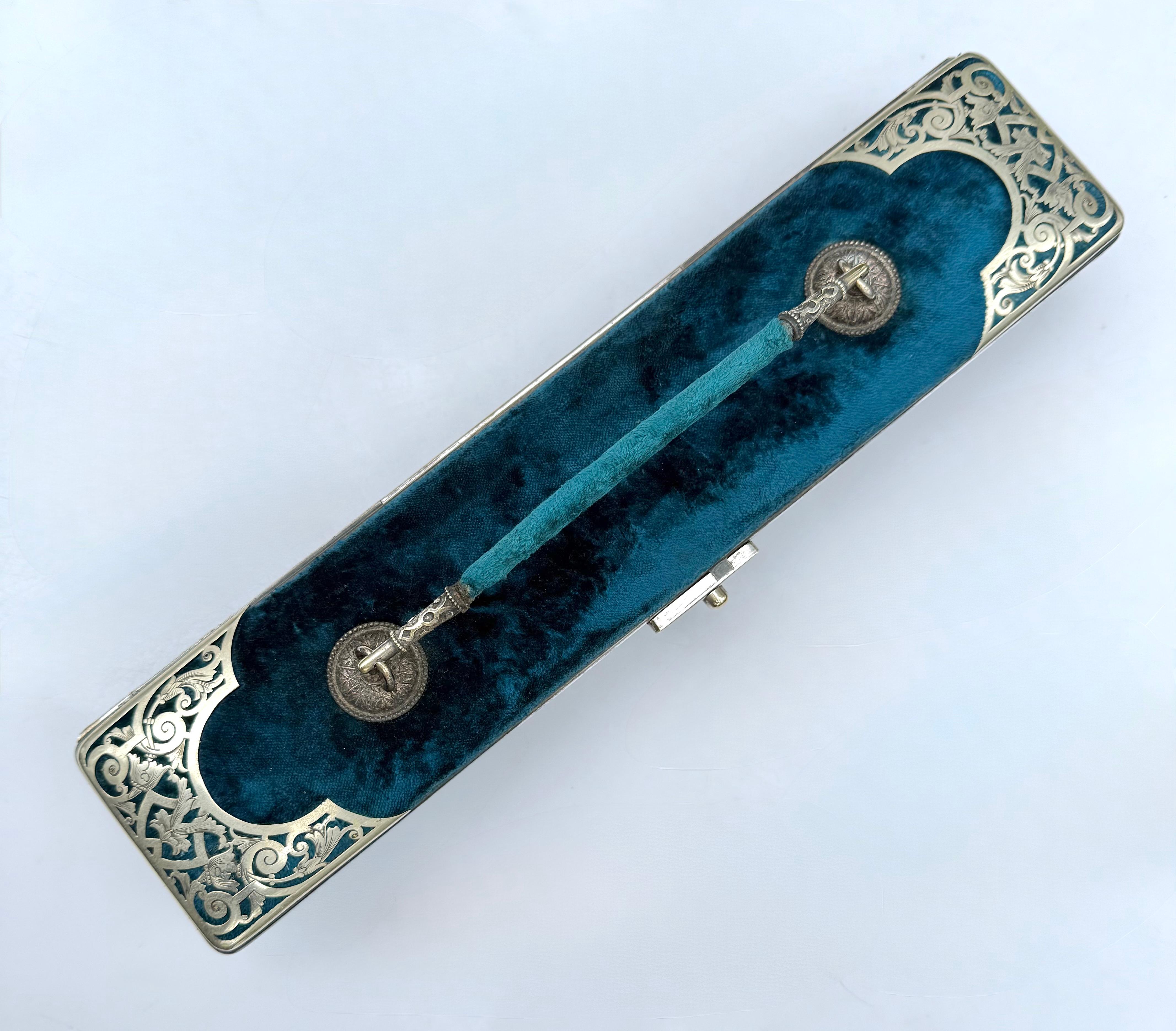 Blue Victorian Travel Case by August Klein For Sale