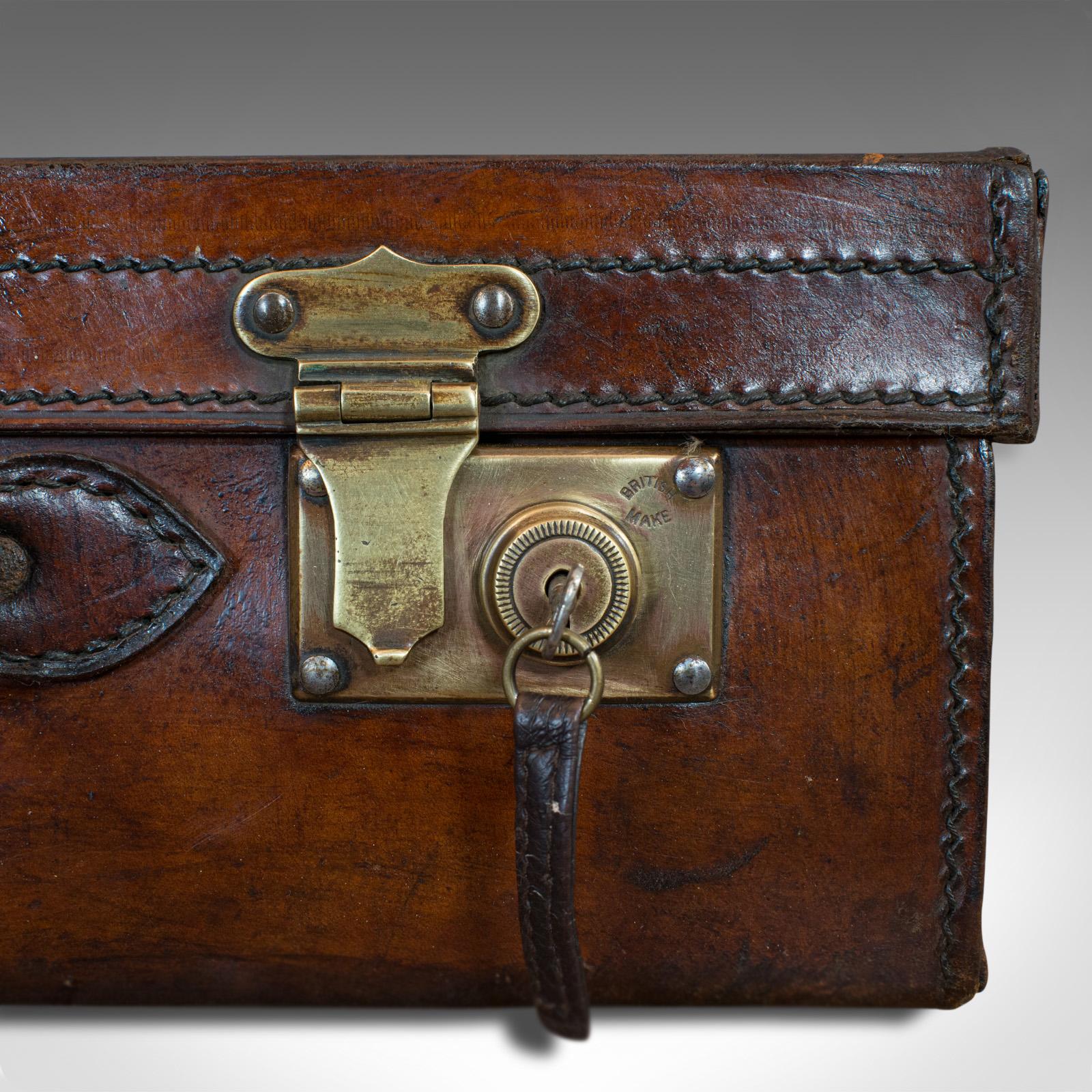 Antique Travel Case, English, Leather Banker's Suitcase, Edwardian, circa 1910 6