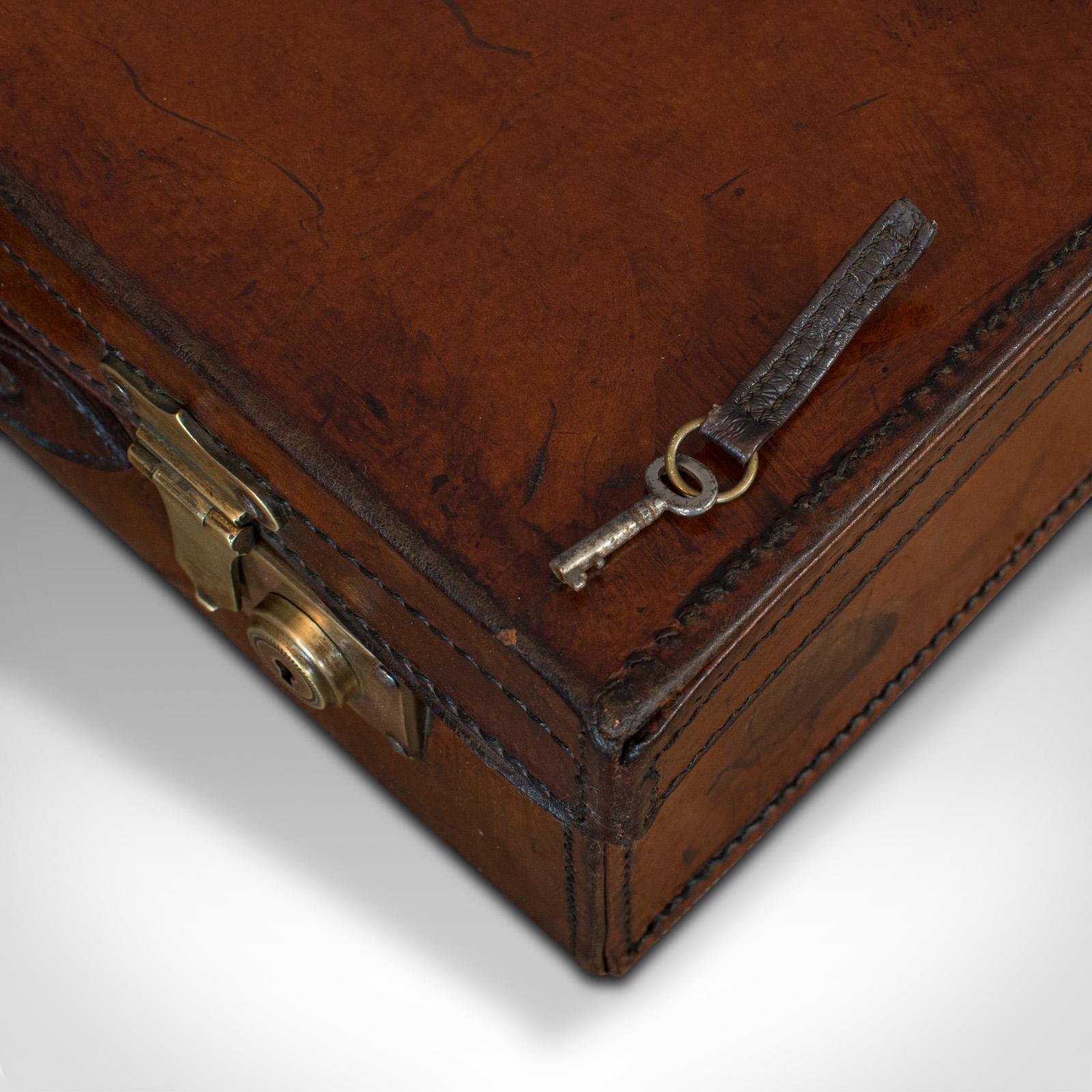 Antique Travel Case, English, Leather Banker's Suitcase, Edwardian, circa 1910 8