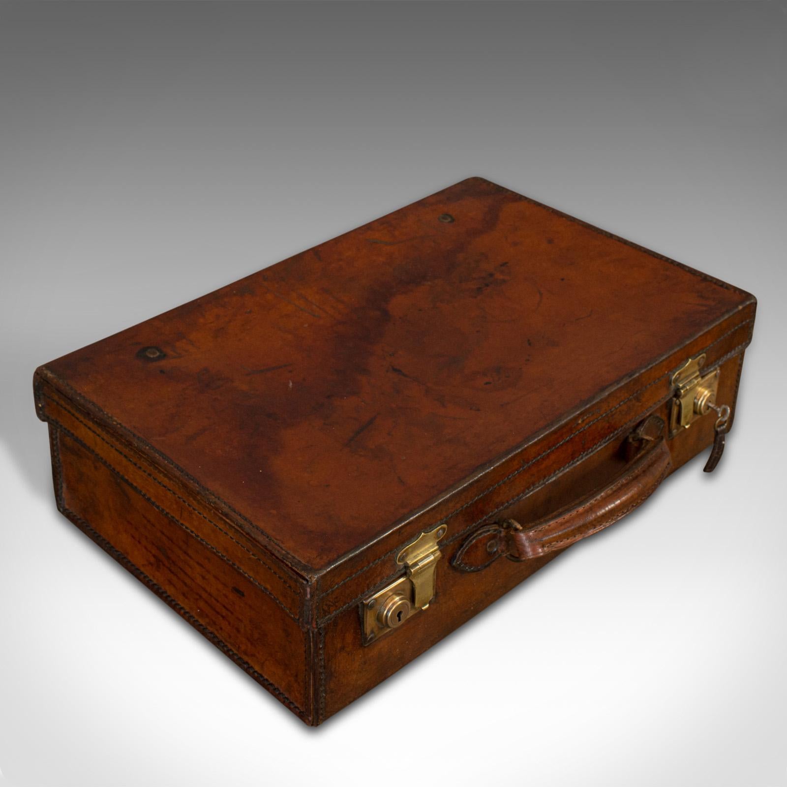 Antique Travel Case, English, Leather Banker's Suitcase, Edwardian, circa 1910 3