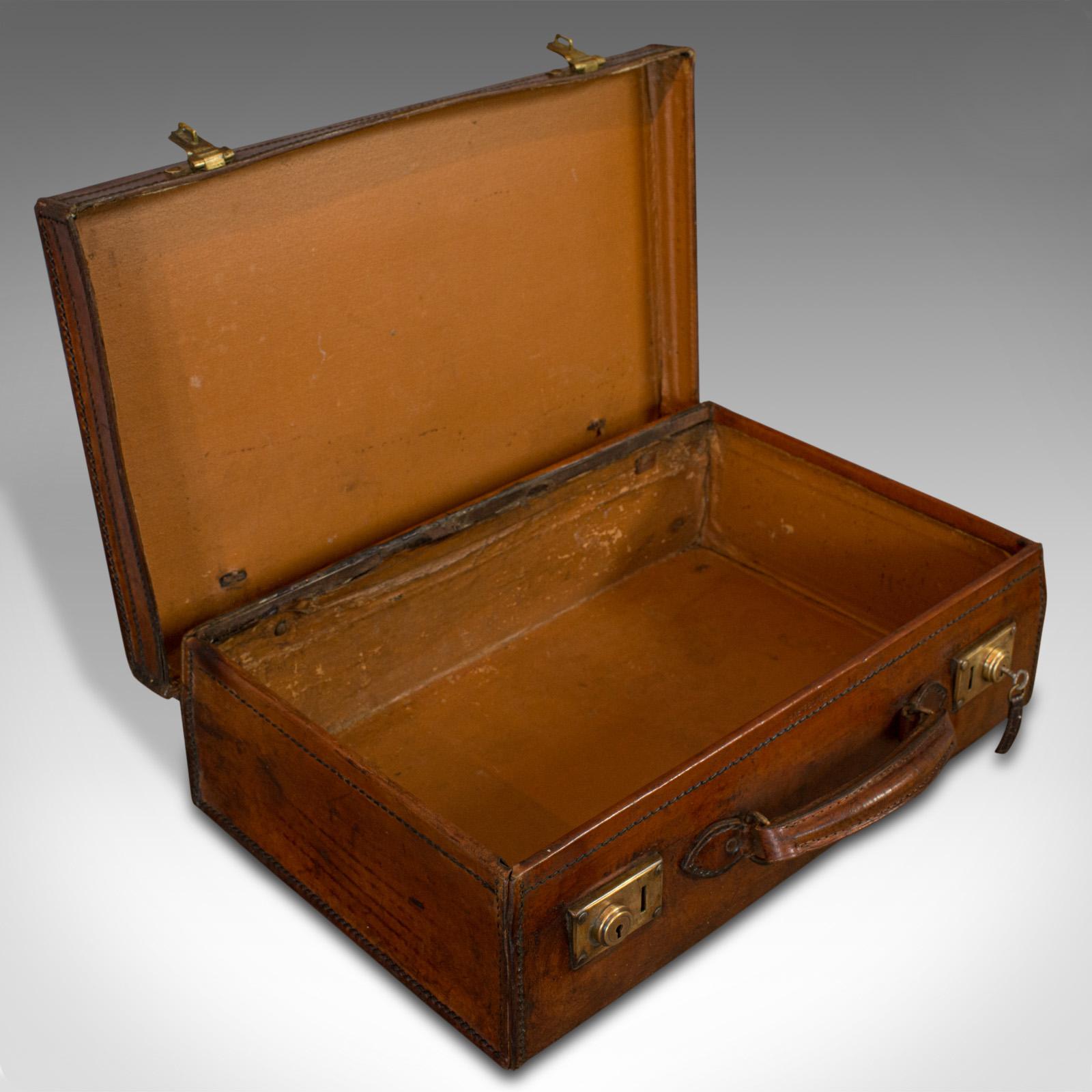 Antique Travel Case, English, Leather Banker's Suitcase, Edwardian, circa 1910 4