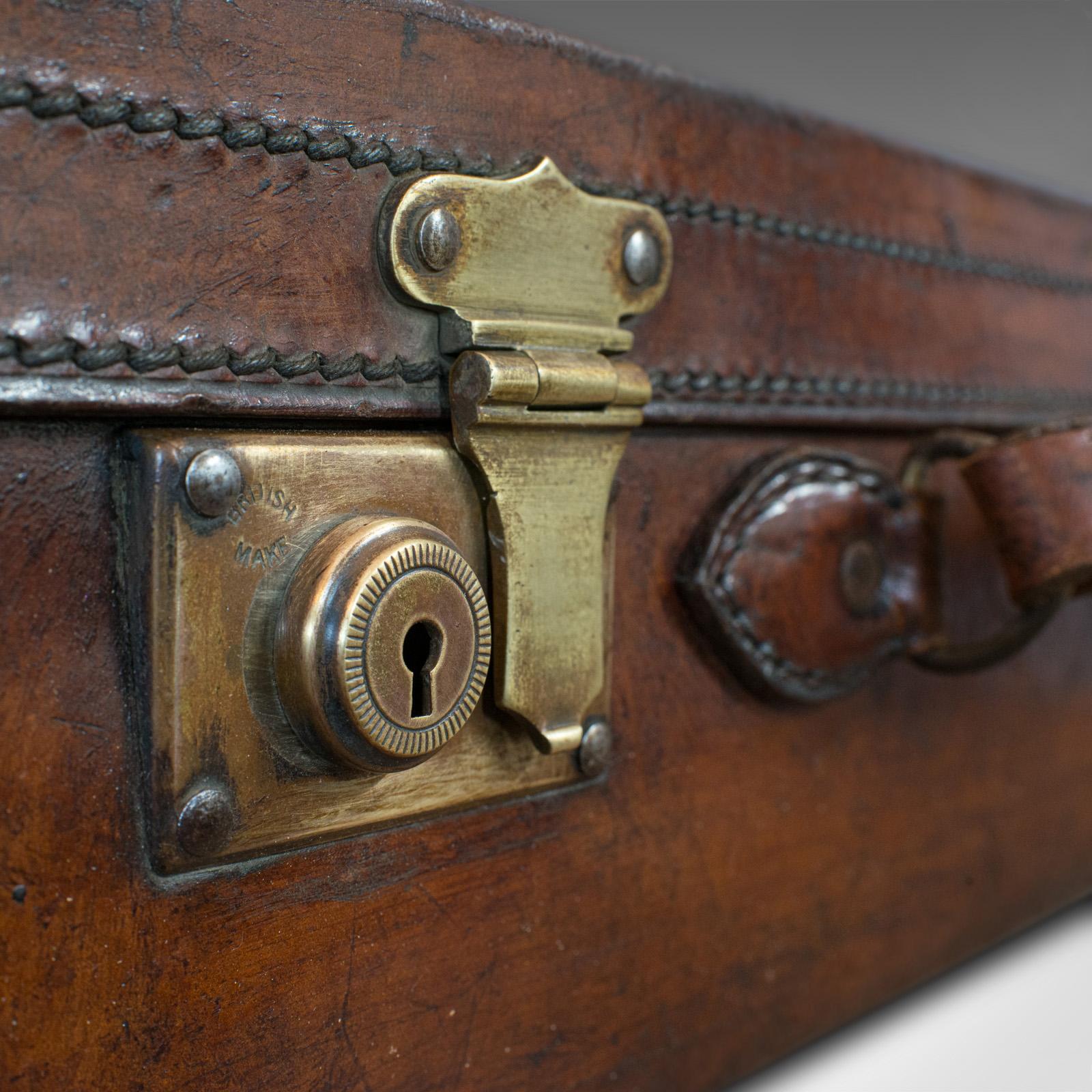 Antique Travel Case, English, Leather Banker's Suitcase, Edwardian, circa 1910 5