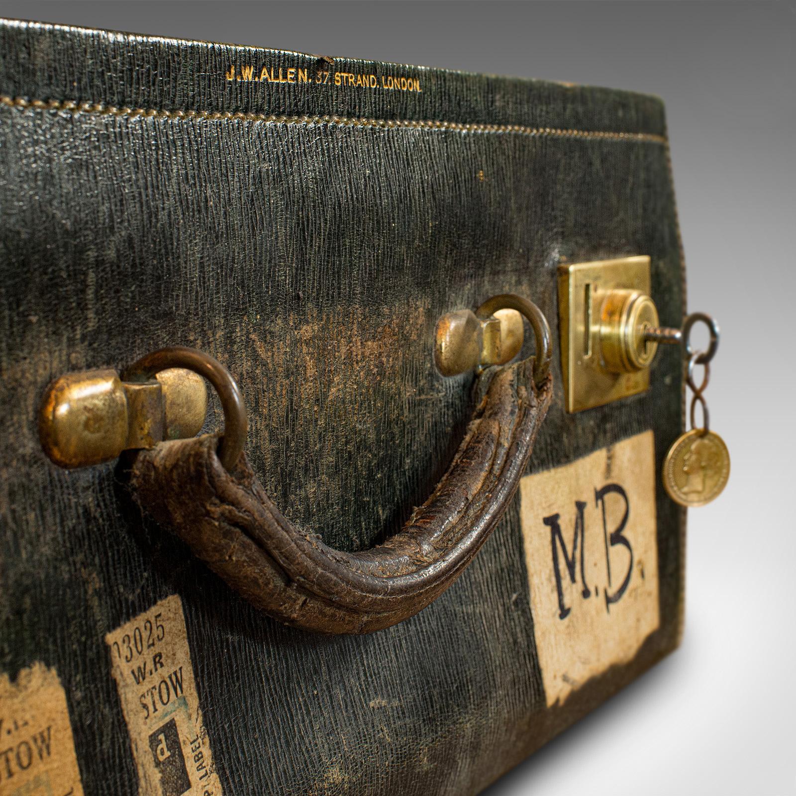 Antique Travel Case, Leather, Salesman's Suitcase, JW Allen, Strand, Edwardian 2