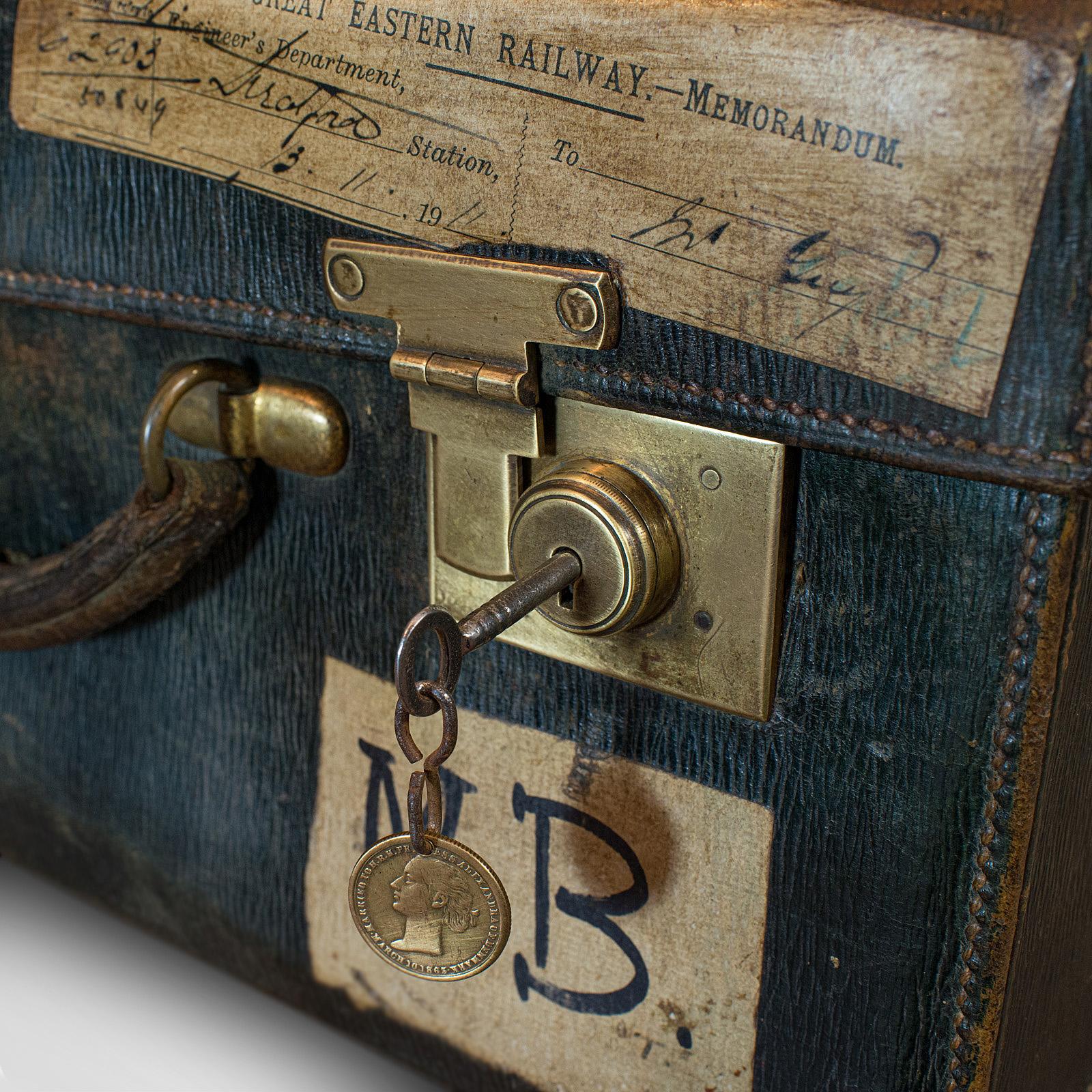 Antique Travel Case, Leather, Salesman's Suitcase, JW Allen, Strand, Edwardian 3