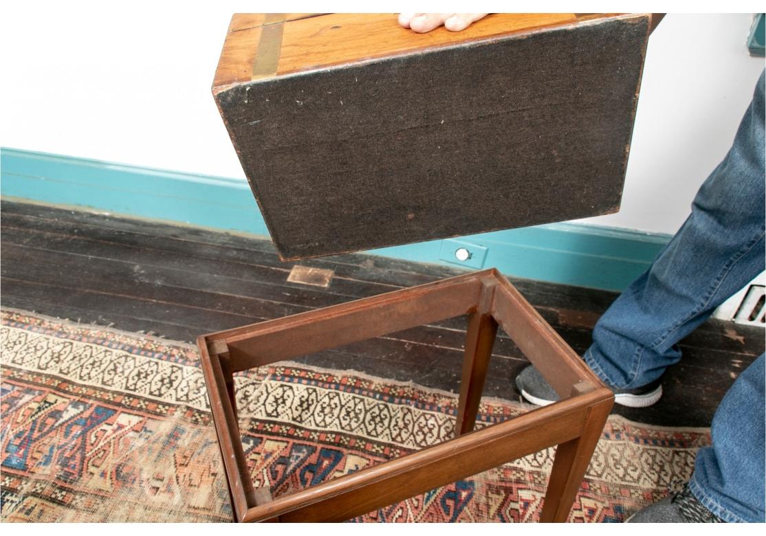 Campaign Antique Travel Desk On Stand for Restoration For Sale
