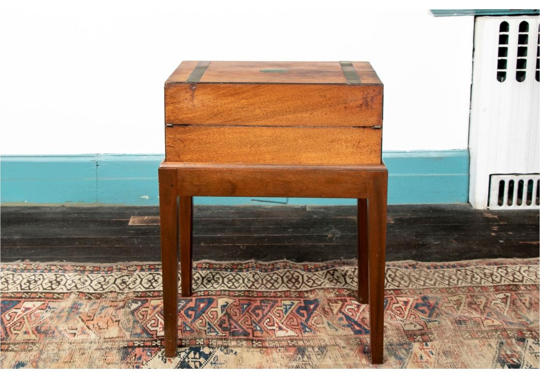 English Antique Travel Desk On Stand for Restoration For Sale