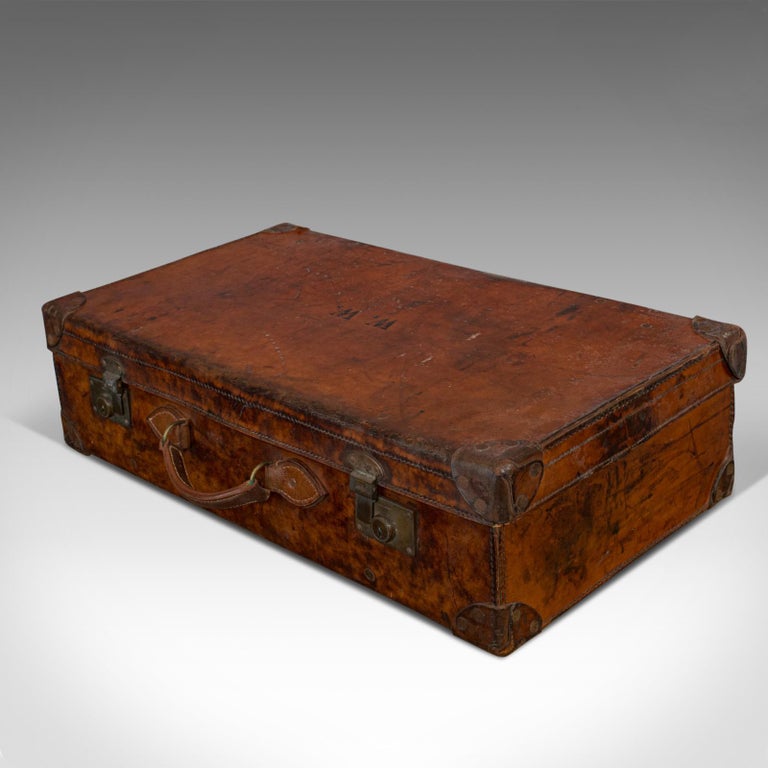 Antique Travel Suitcase English, Leather, Gentleman’s Case, Edwardian