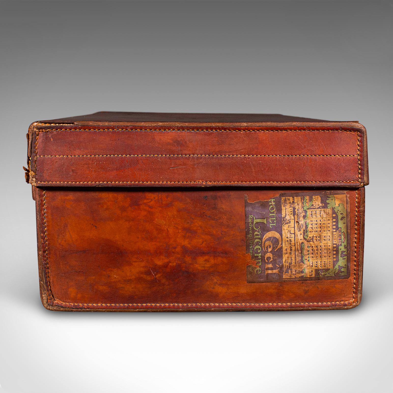 20th Century Antique Travel Suitcase, English, Leather Gentleman’s Case, Edwardian, C.1910 For Sale