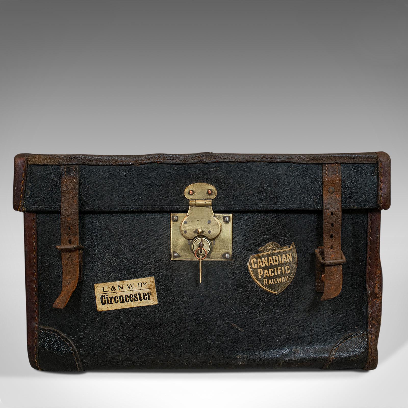 Antique malle de voyage:: anglaise:: coffre de voiture personnel:: boîte à chapeau:: circa 1910 2