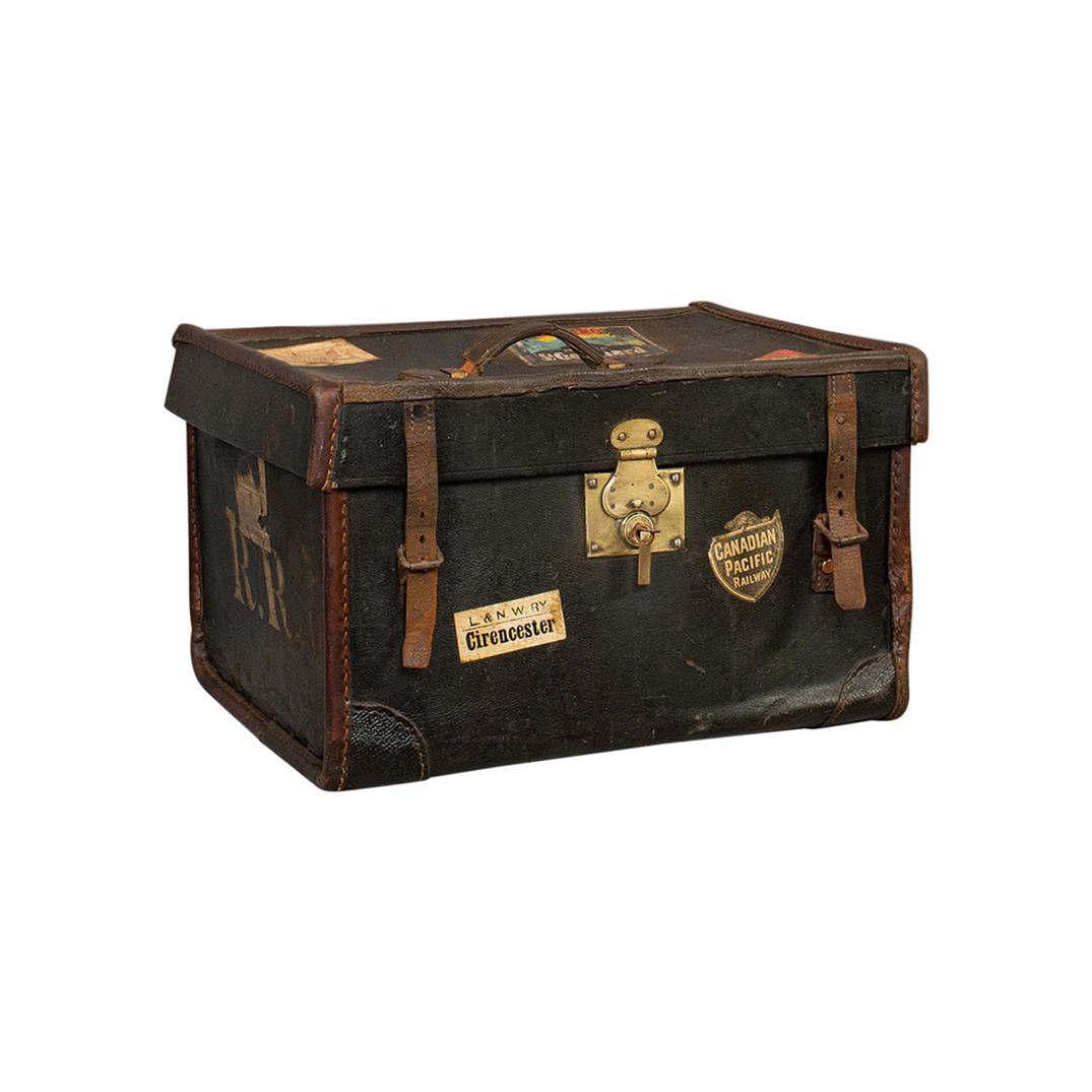 Antique malle de voyage:: anglaise:: coffre de voiture personnel:: boîte à chapeau:: circa 1910