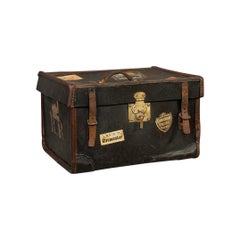 Antique Travel Trunk, English, Personal Carriage Chest, Hatbox, circa 1910