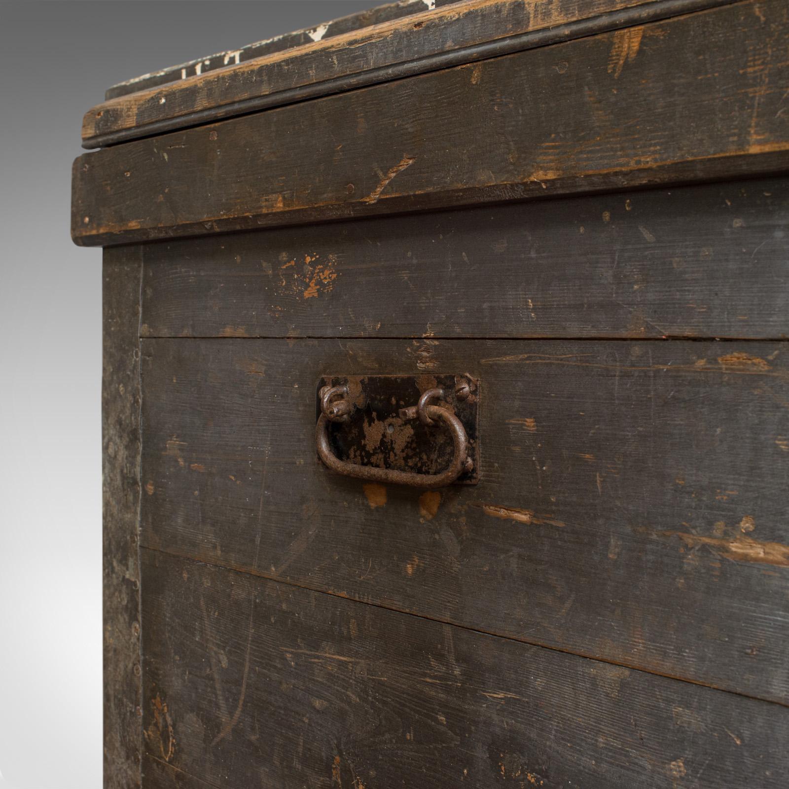 Antique Travel Trunk, English, Pine, Zinc Lined, Carriage Chest, Victorian For Sale 6