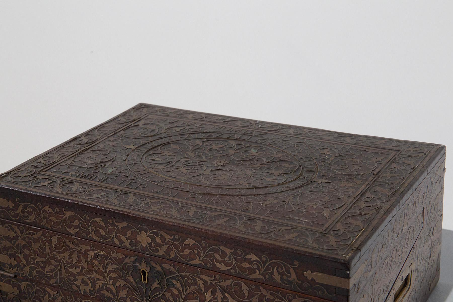 Brass Antique travel writing desk that belonged to SIR FAIYAZ ALI KHAN