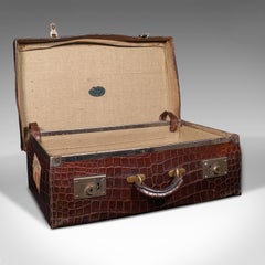 Antique Traveller's Suitcase, Indian, Colonial, Crocodile, Luggage, Edwardian