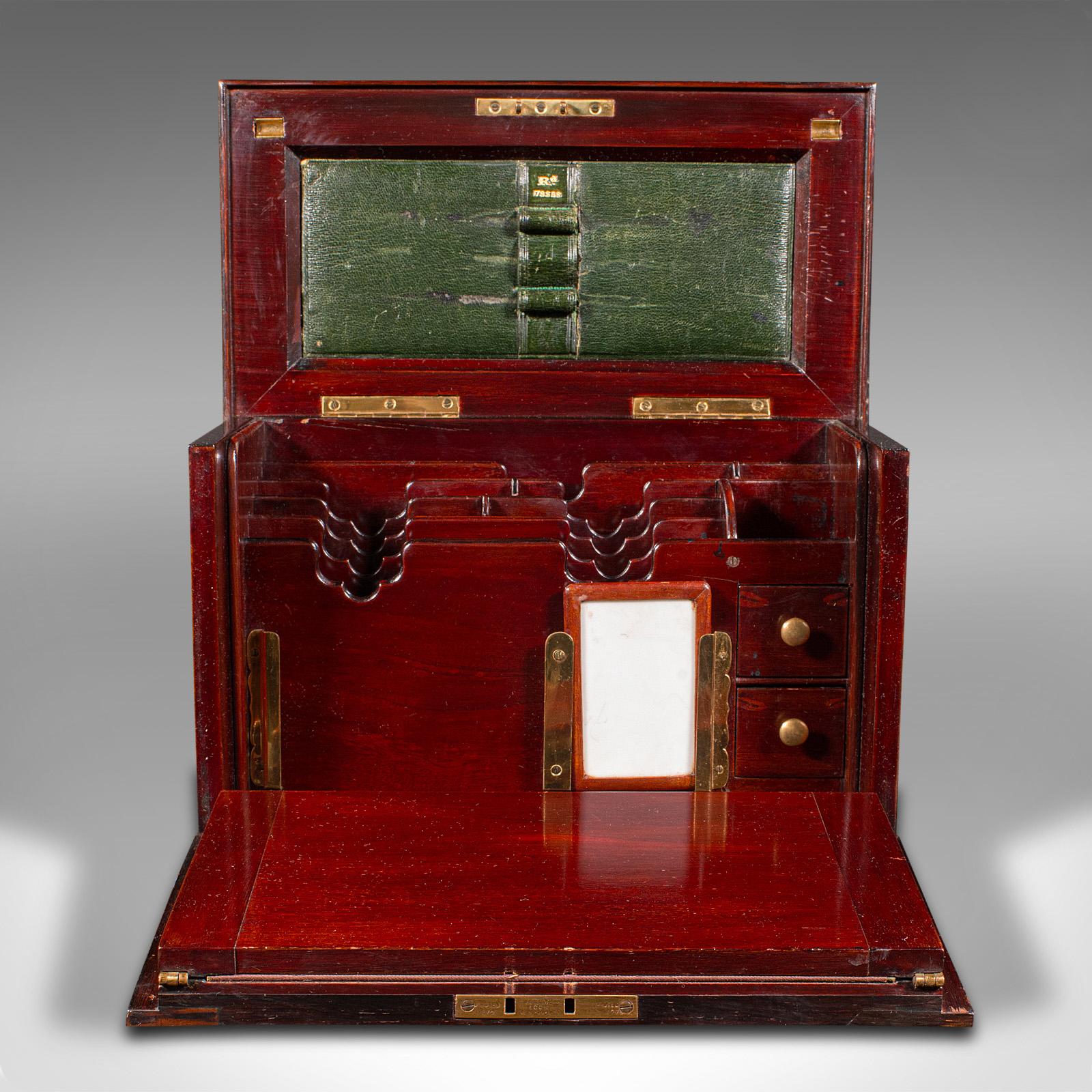 British Antique Travelling Author's Writing Box, English, Correspondence Case, Victorian For Sale