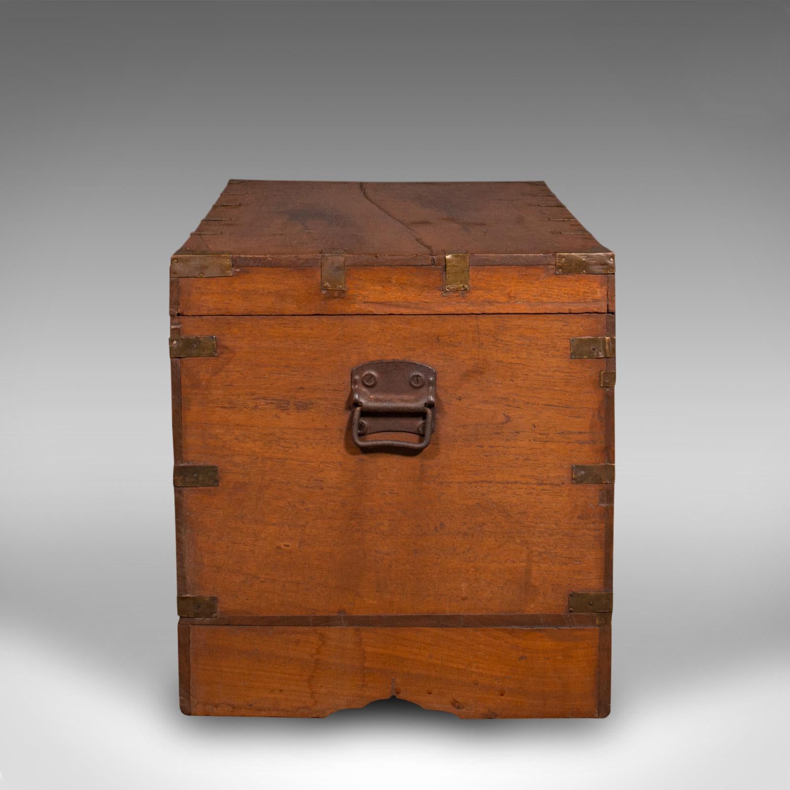 19th Century Antique Travelling Cleric's Chest, Anglo Indian, Teak, Colonial Trunk, Victorian For Sale