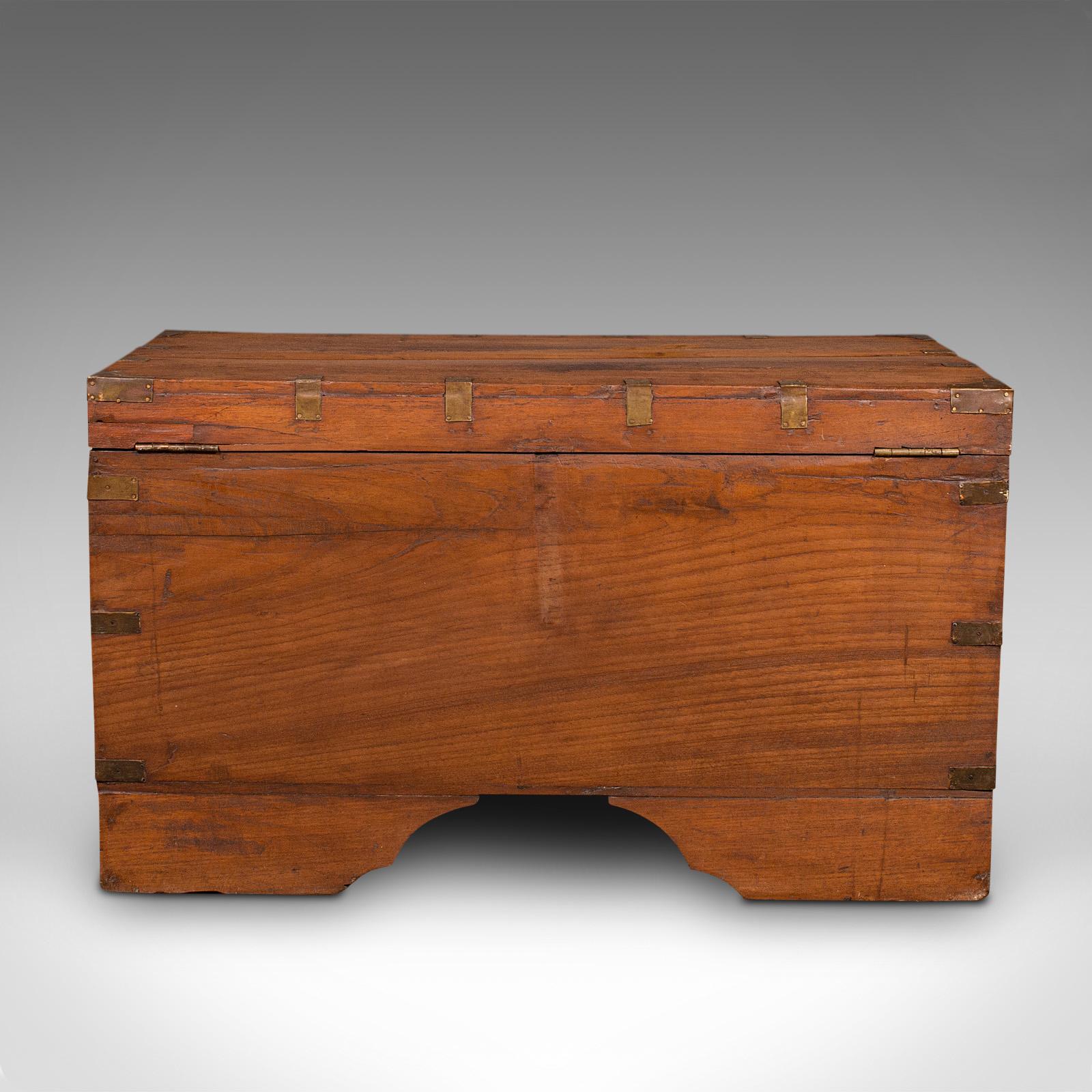 Antique Travelling Cleric's Chest, Anglo Indian, Teak, Colonial Trunk, Victorian For Sale 2