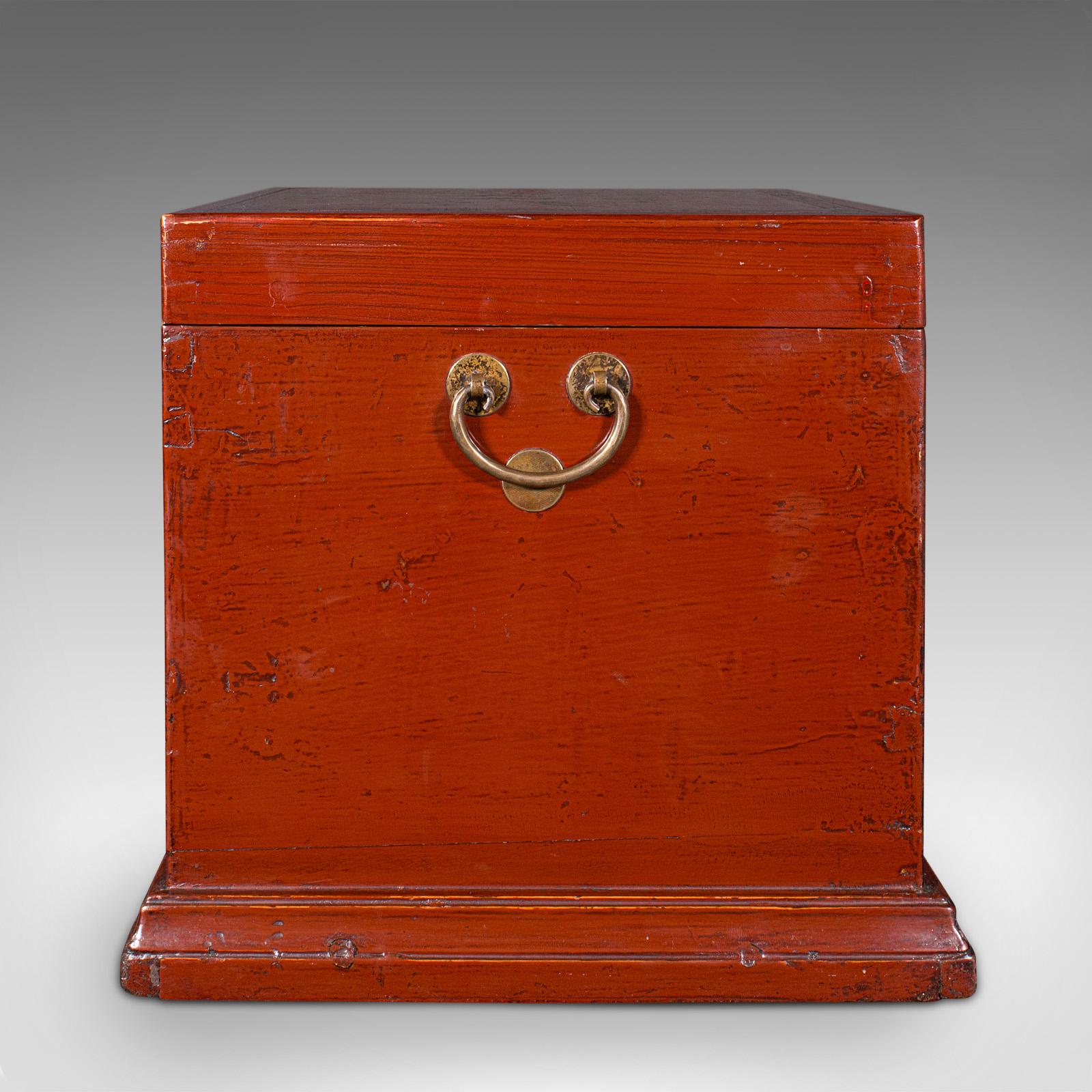 Fin du XIXe siècle Boîte à bijoux de voyage ancienne, chinoise, laquée, Campaigner, victorienne en vente
