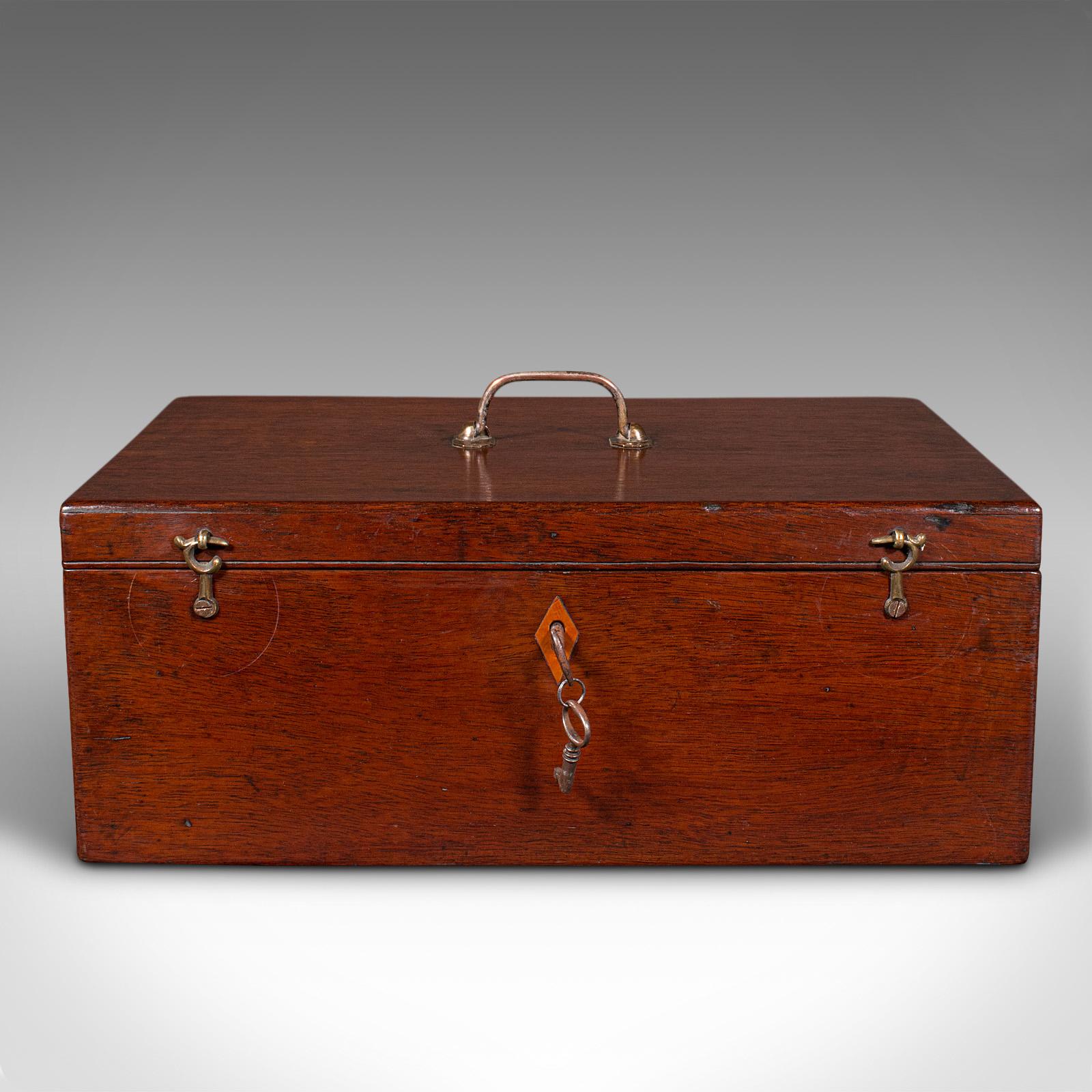 Early Victorian Antique Travelling Jewellery Salesman's Box, English Carry Case, Victorian, 1850 For Sale