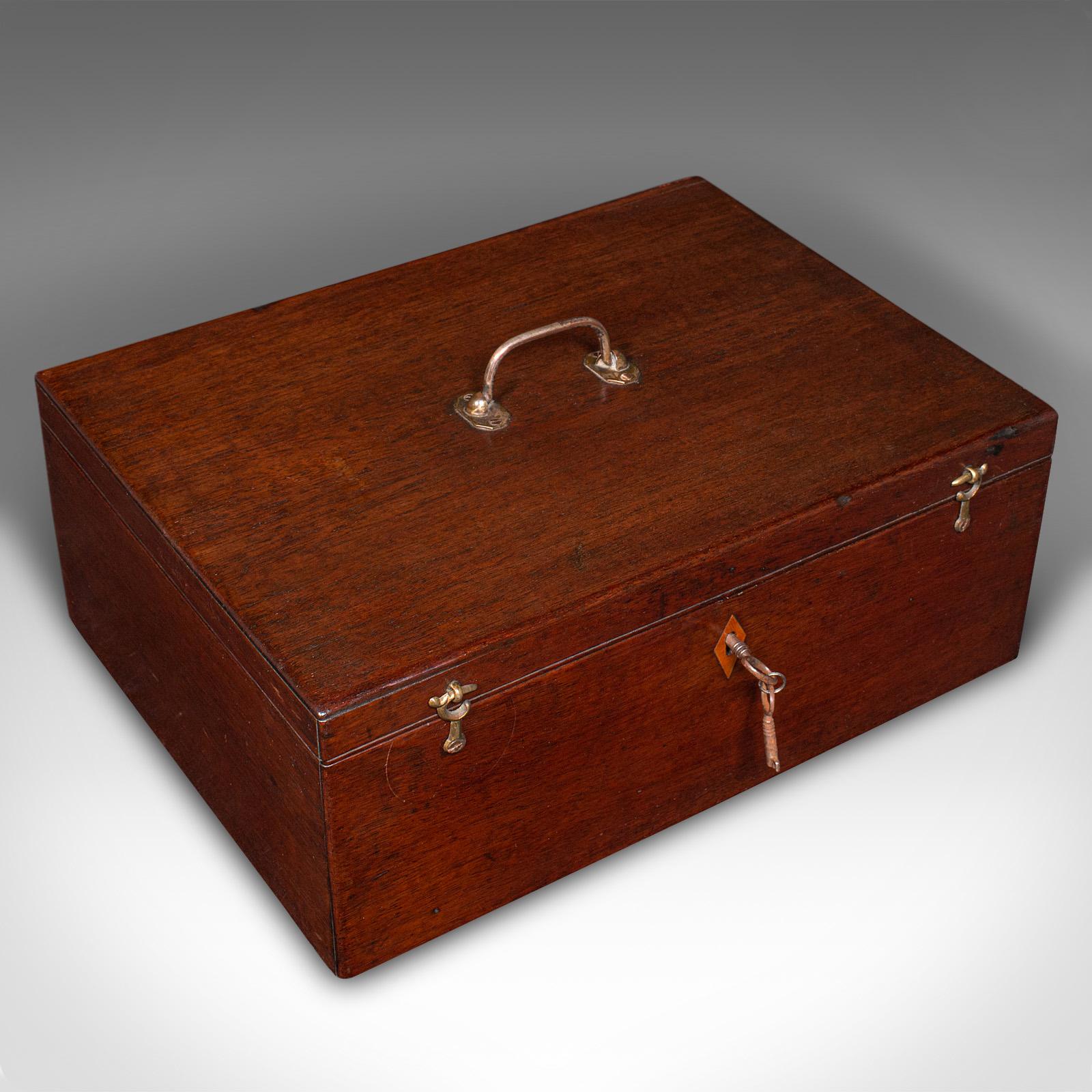 Antique Travelling Jewellery Salesman's Box, English Carry Case, Victorian, 1850 For Sale 1
