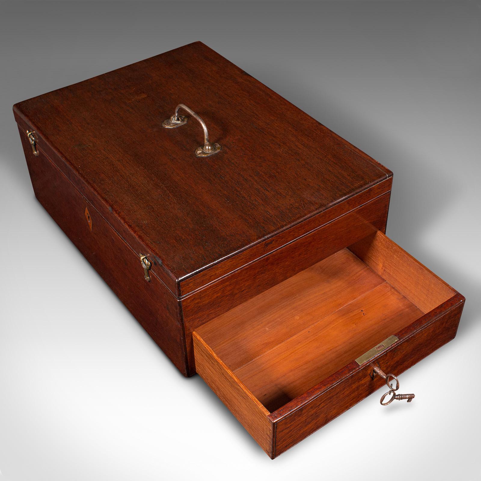 Antique Travelling Jewellery Salesman's Box, English Carry Case, Victorian, 1850 For Sale 2