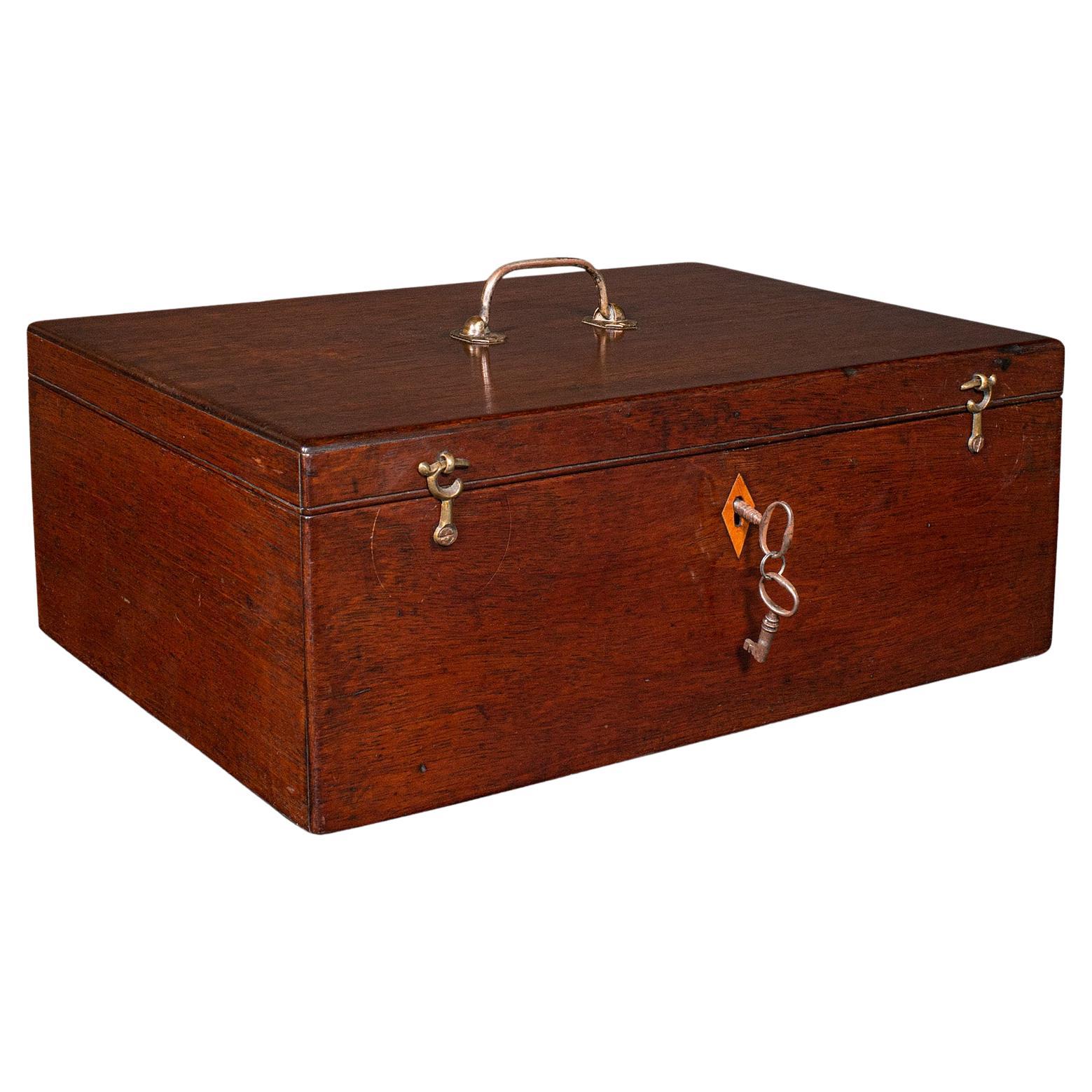 Antique Travelling Jewellery Salesman's Box, English Carry Case, Victorian, 1850 For Sale