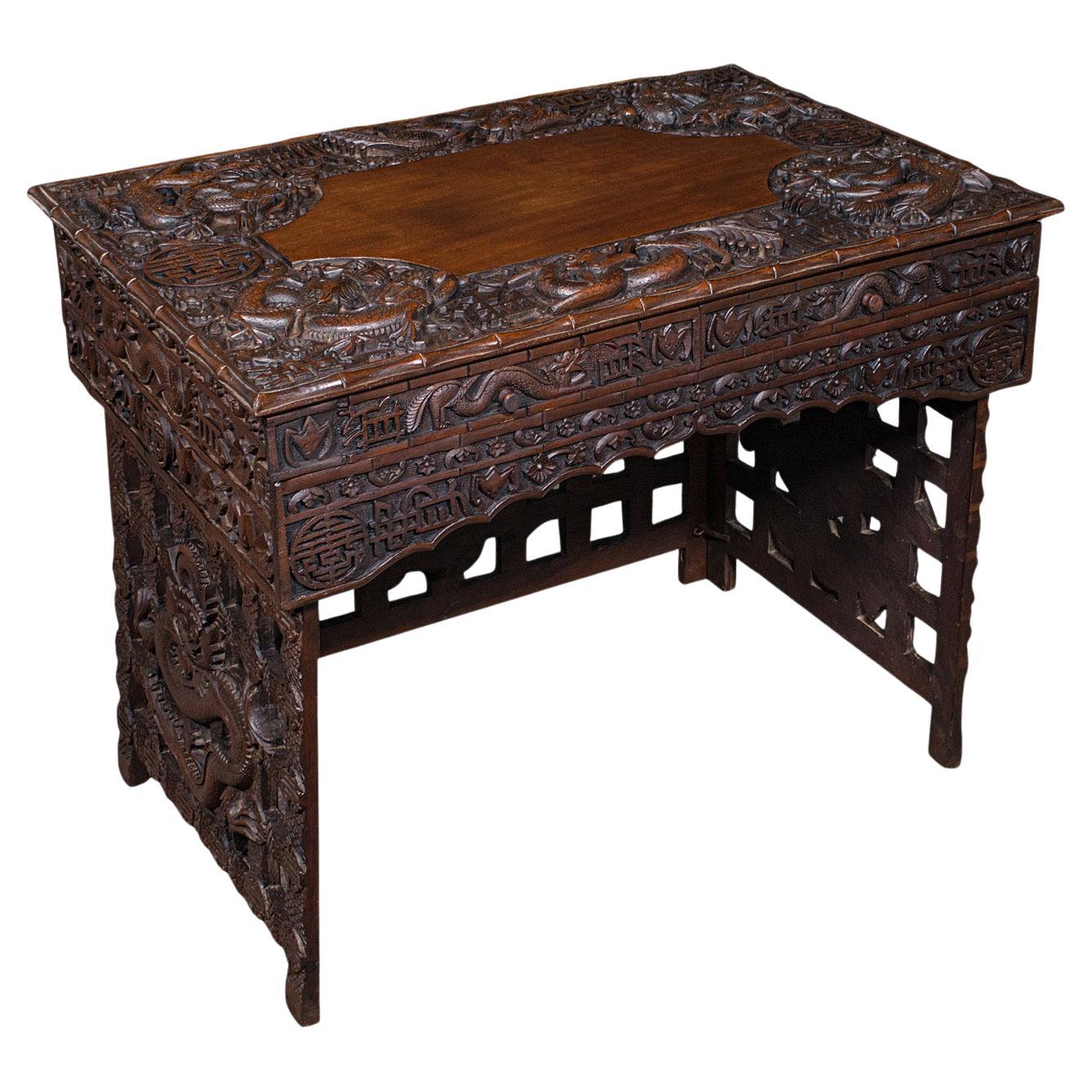 Ancien autel de commerçant ambulant, support en teck oriental, table pliante, victorien en vente