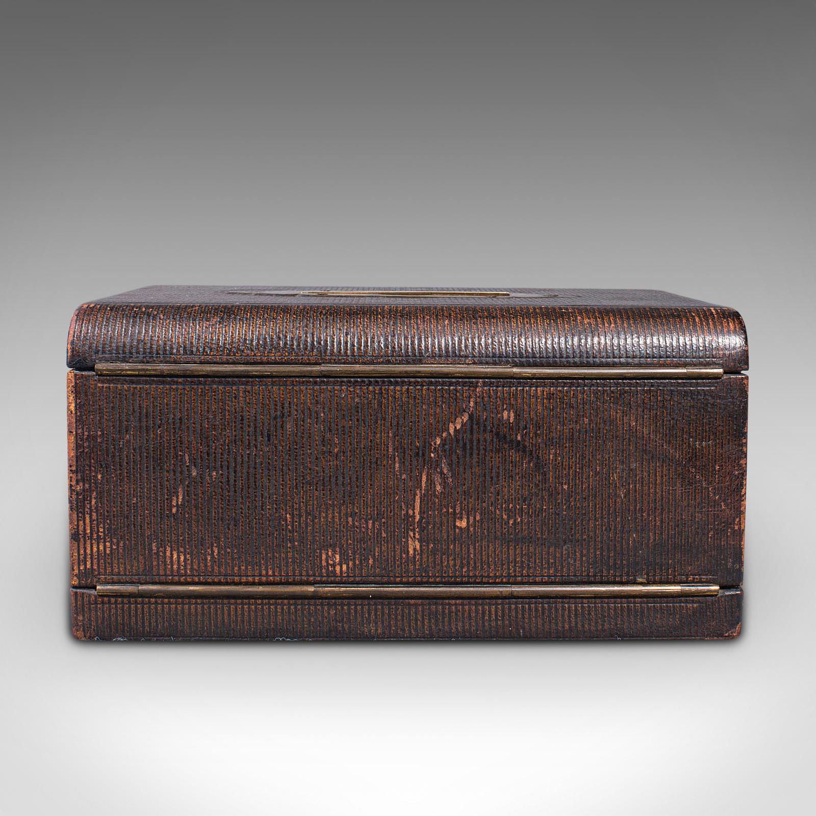 Leather Antique Travelling Vanity Box, English, Campaign Correspondence Case, Victorian For Sale