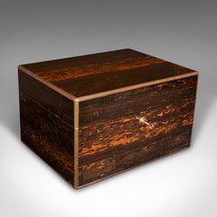 Coiffeuse de voyage ancienne anglaise, Coromandel, boîte à bijoux, victorienne