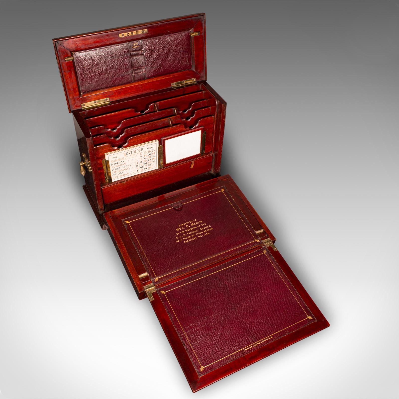 Antique Travelling Writing Slope, English, Correspondence Box, Victorian, C.1899 For Sale 1