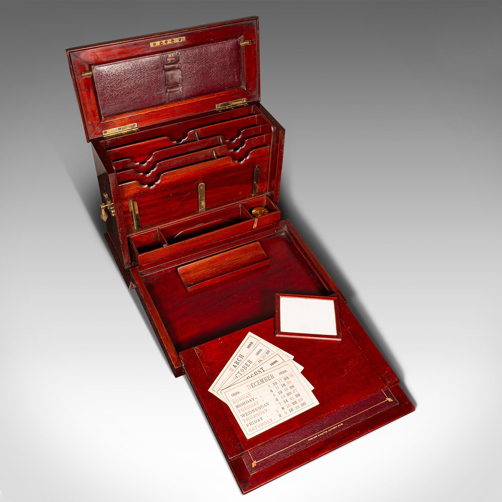 Antique Travelling Writing Slope, English, Correspondence Box, Victorian, C.1899 For Sale 2