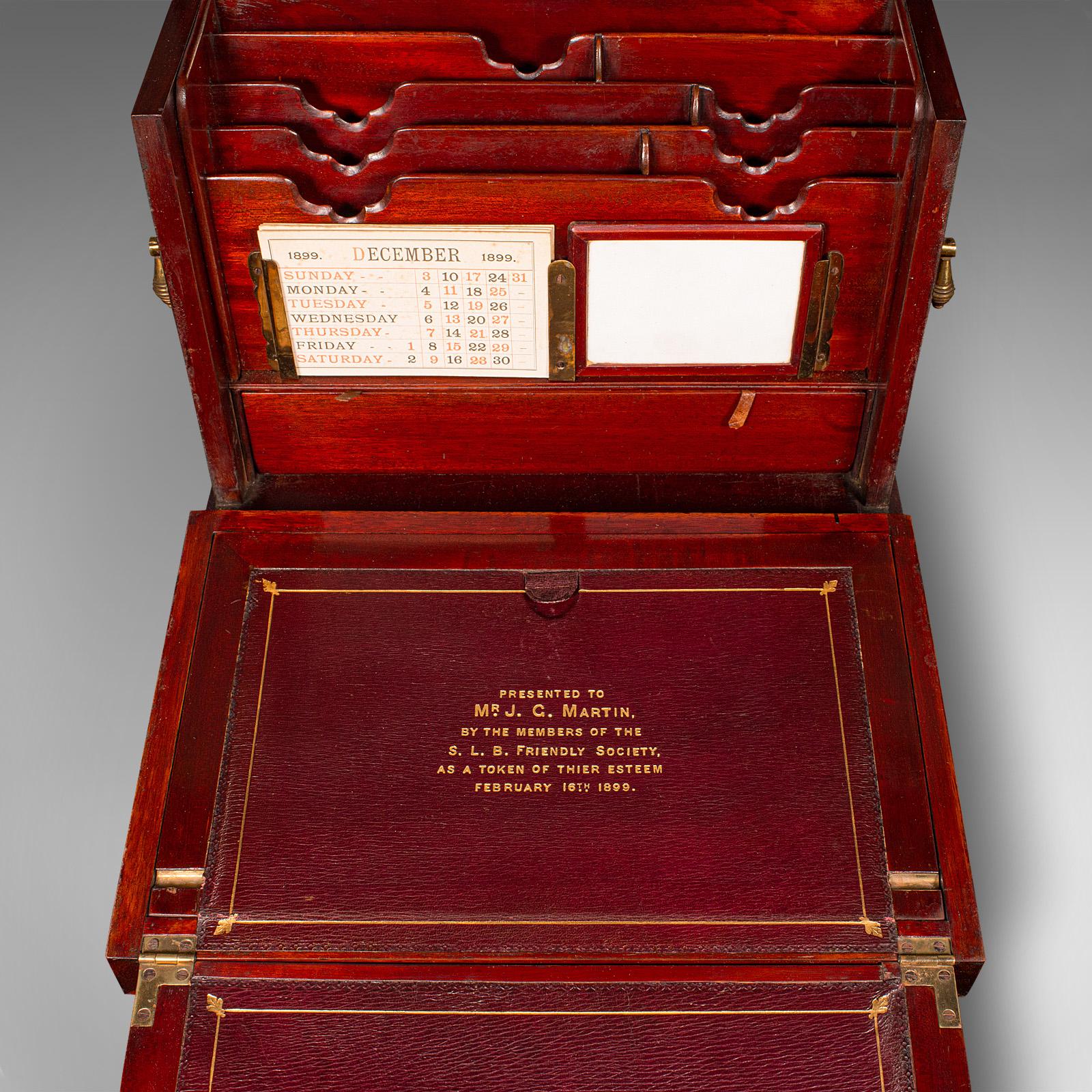 Antique Travelling Writing Slope, English, Correspondence Box, Victorian, C.1899 For Sale 3