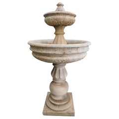 Antique Travertine Stone Fountain, Double Basin, 1700, Italy