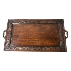 Antique Tray, Oriental, Carved, Teak, Early 20th Century, circa 1900
