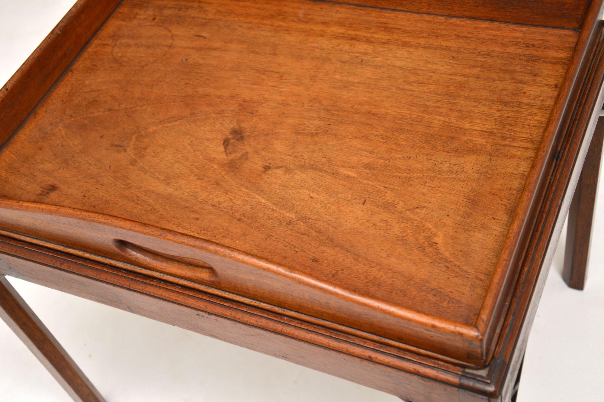 Wood Antique Tray Top Coffee / Side Table