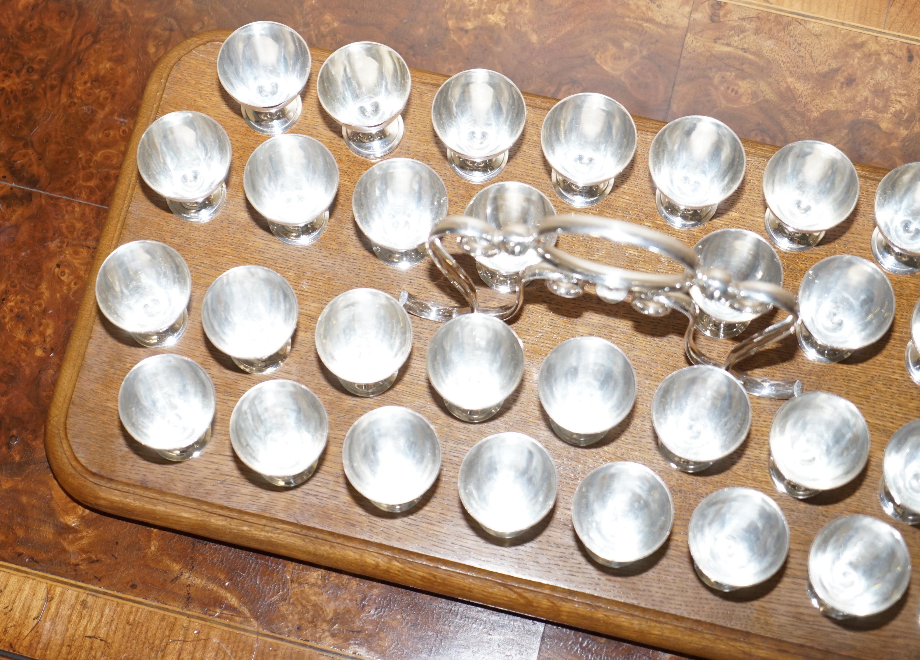 Antique Tray with 33 EPNS Shot Cups / Glasses on Originally for Communions For Sale 3