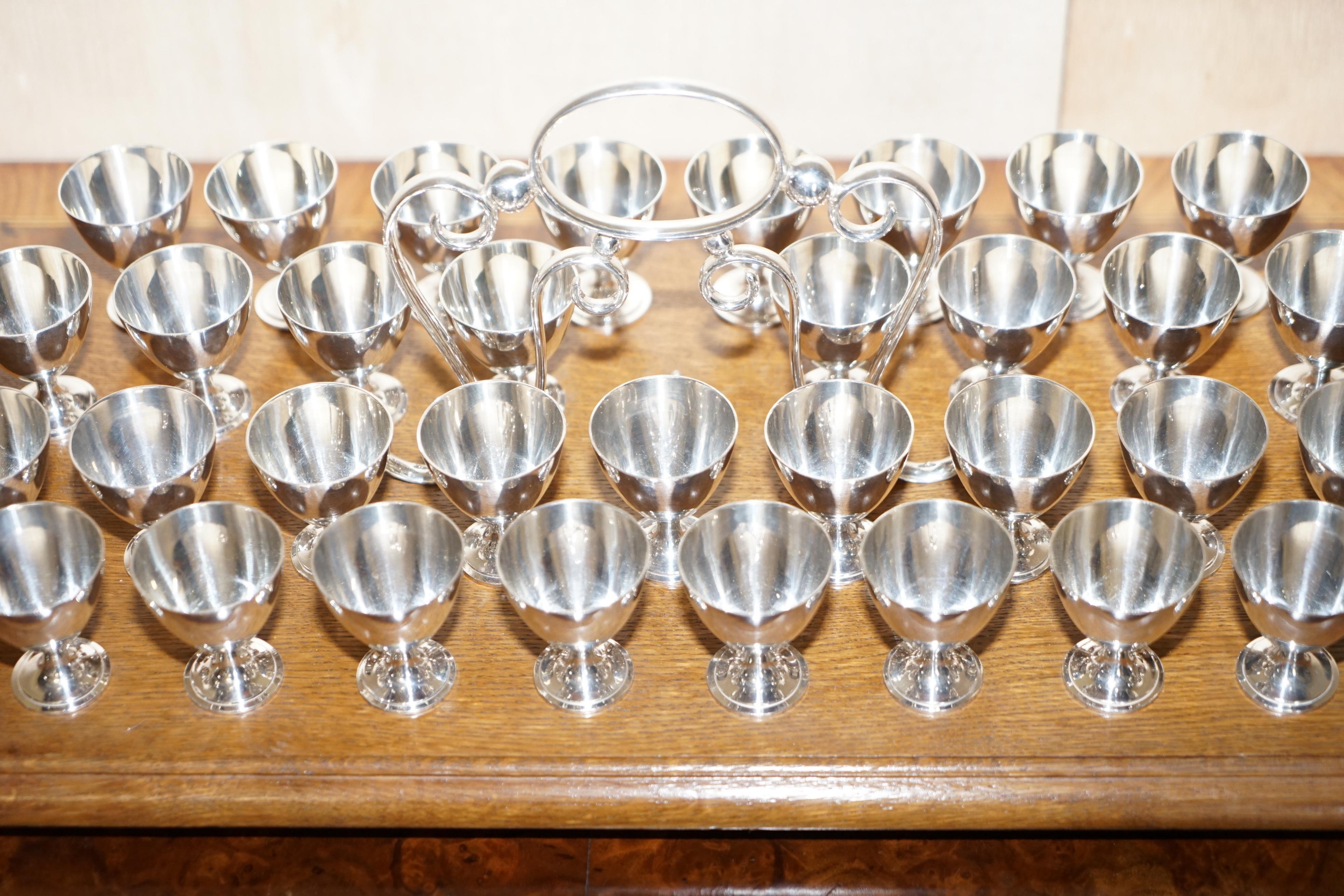 Other Antique Tray with 33 EPNS Shot Cups / Glasses on Originally for Communions For Sale