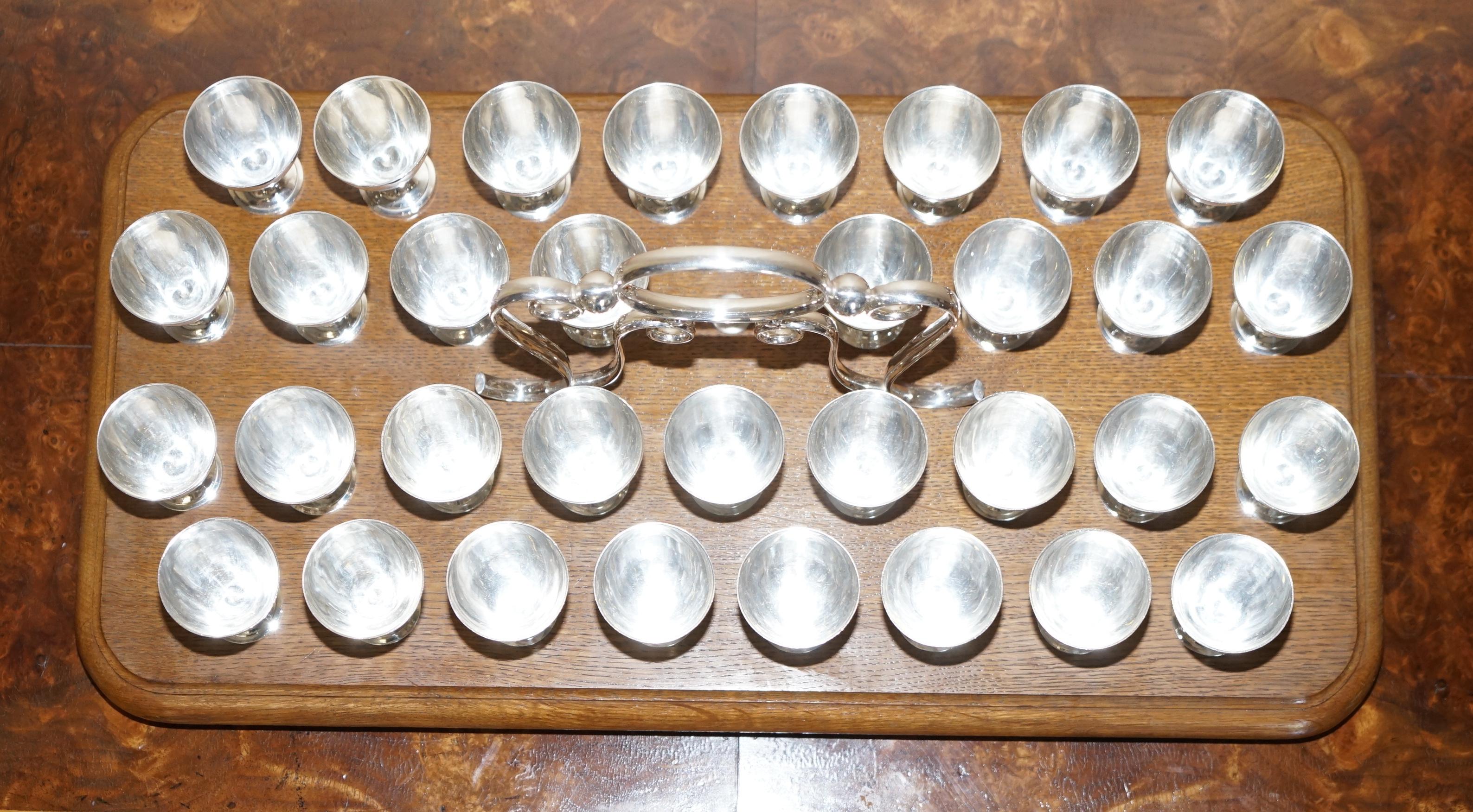 Antique Tray with 33 EPNS Shot Cups / Glasses on Originally for Communions For Sale 1