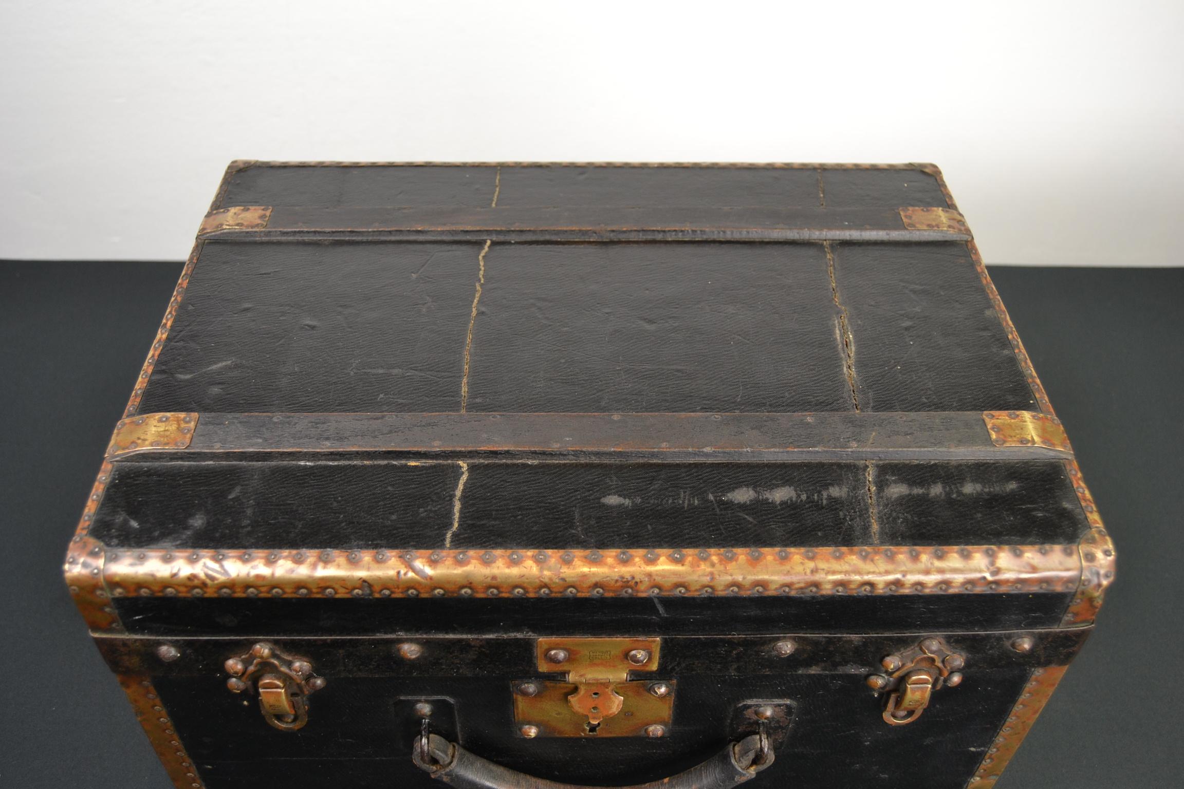 French Antique Treasure Chest or Trunk by Au Touriste, France, Early 20th Century