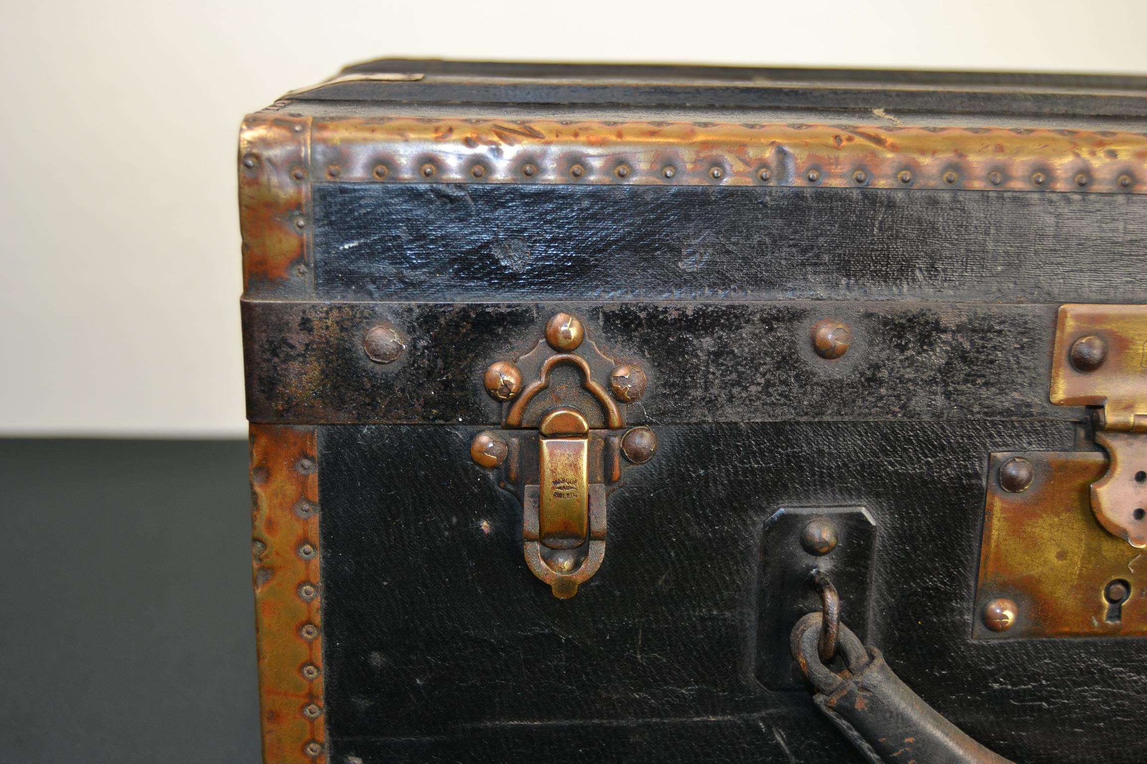 Antique Treasure Chest or Trunk by Au Touriste, France, Early 20th Century 2