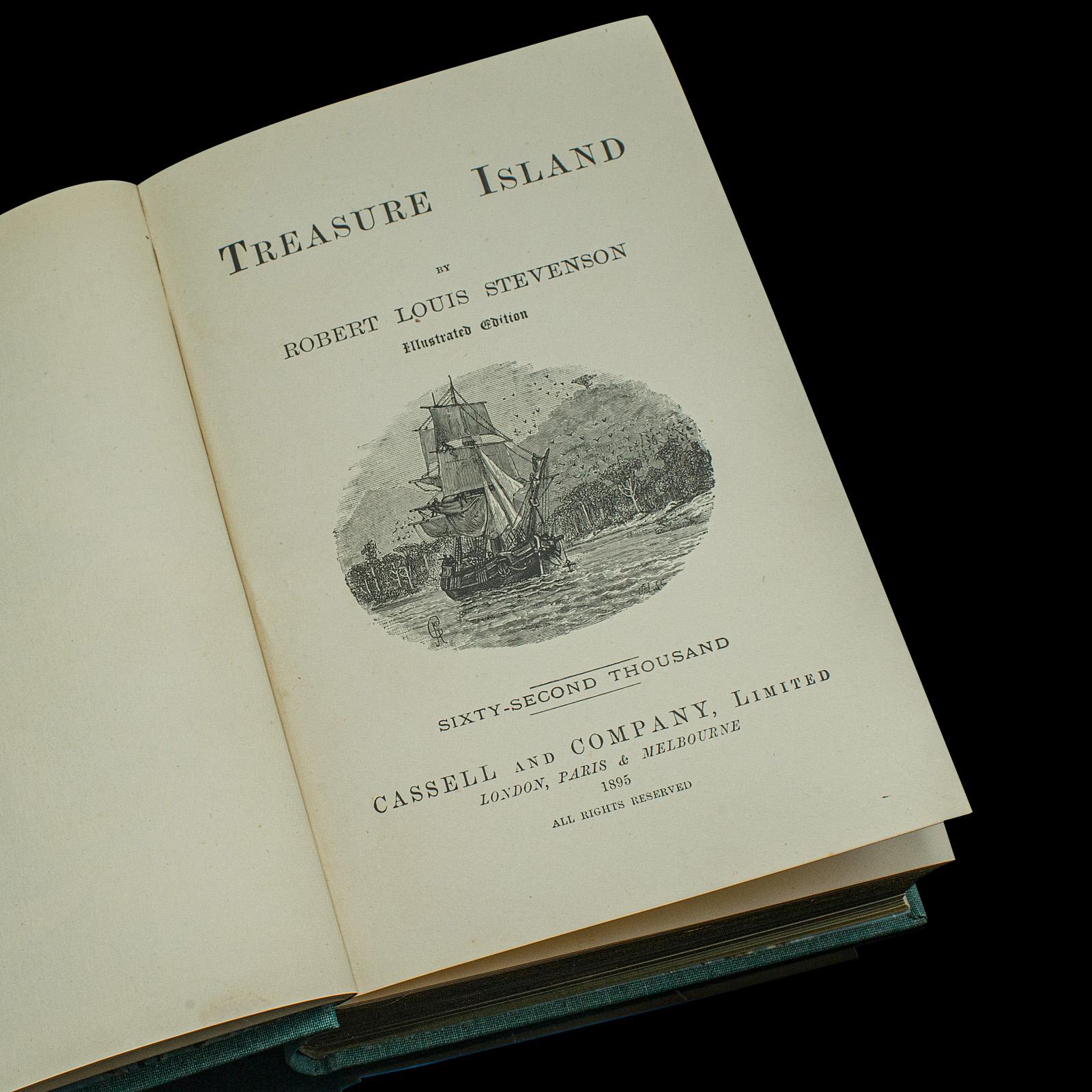 Britannique Livre ancien Treasure Island de Robert Louis Stevenson, anglais, fin de l'époque victorienne en vente