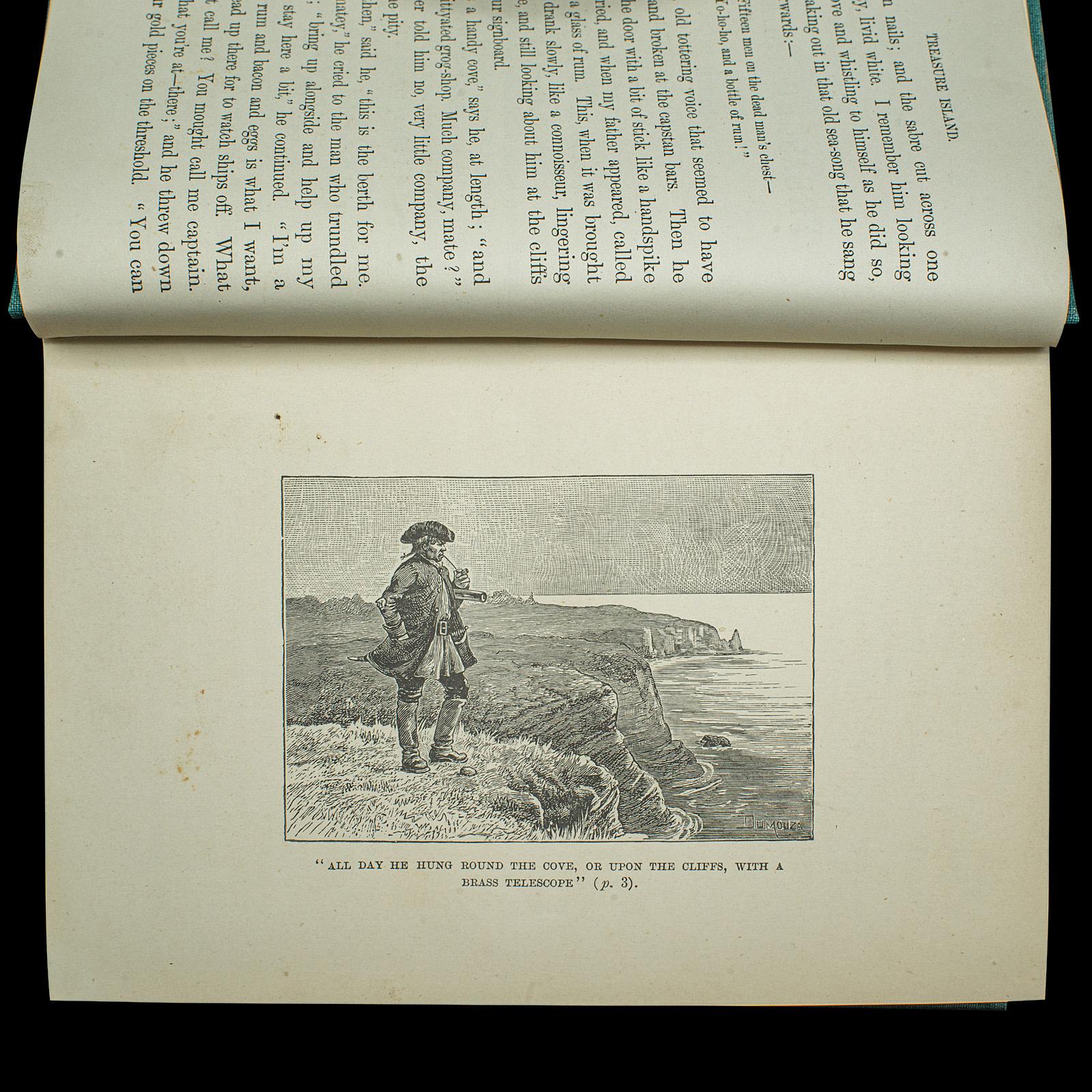 Fin du XIXe siècle Livre ancien Treasure Island de Robert Louis Stevenson, anglais, fin de l'époque victorienne en vente