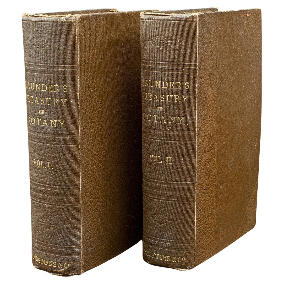 Antike Botanik-Bücherregal, Vol 1&2, Englische Sprache, Referenzbuch, viktorianisch