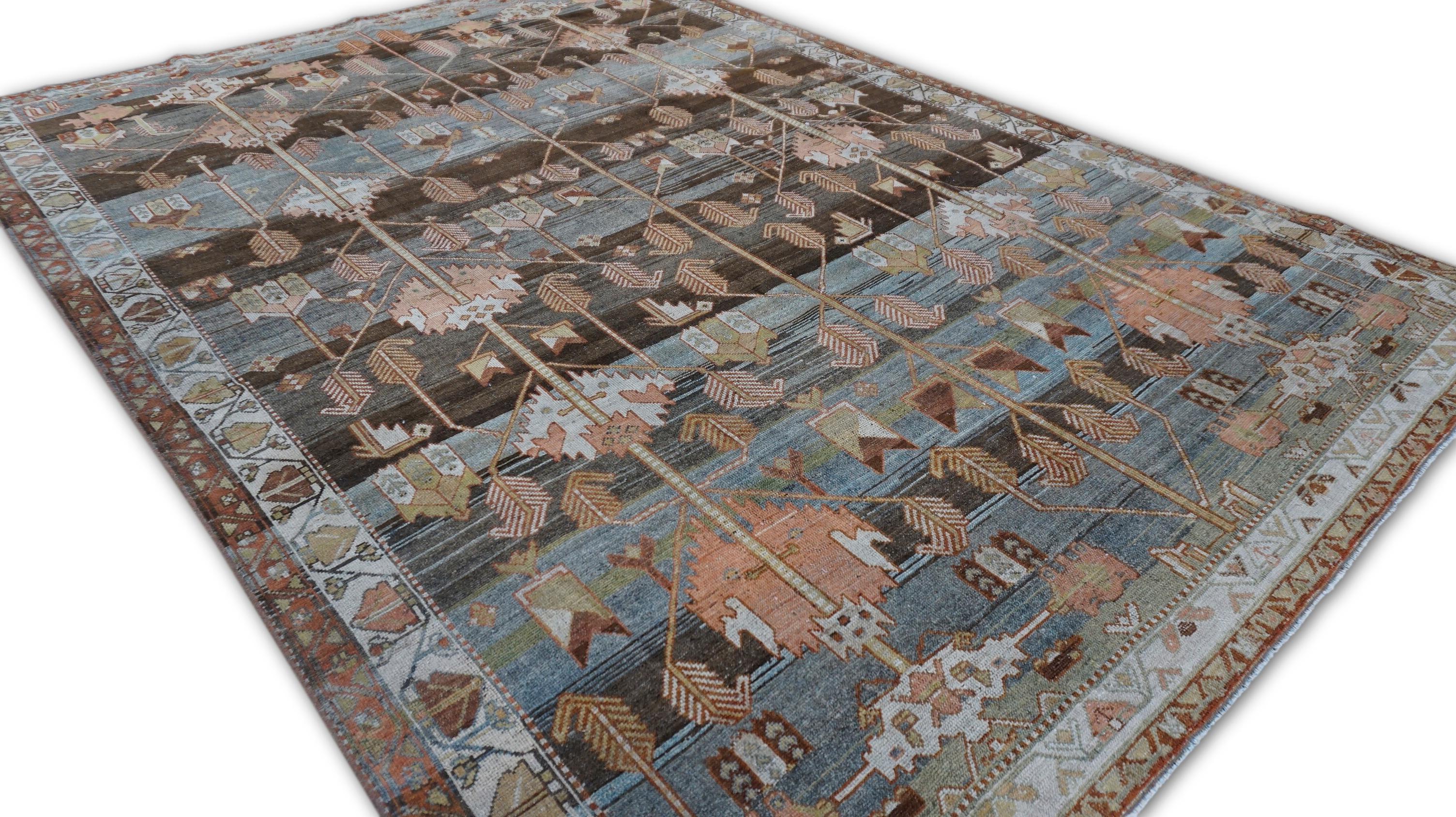 Persiano Tappeto antico Tree of Life Earthy Malayer Wool 6'9''x9'6'' in vendita