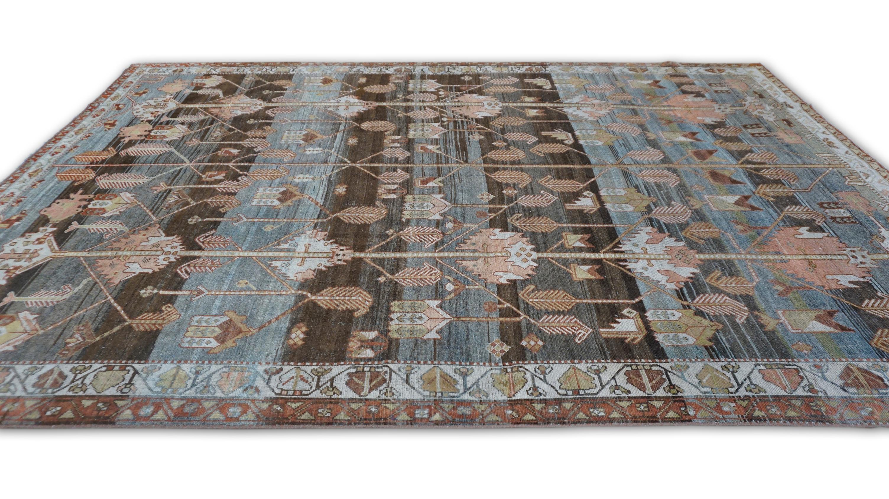 Annodato a mano Tappeto antico Tree of Life Earthy Malayer Wool 6'9''x9'6'' in vendita