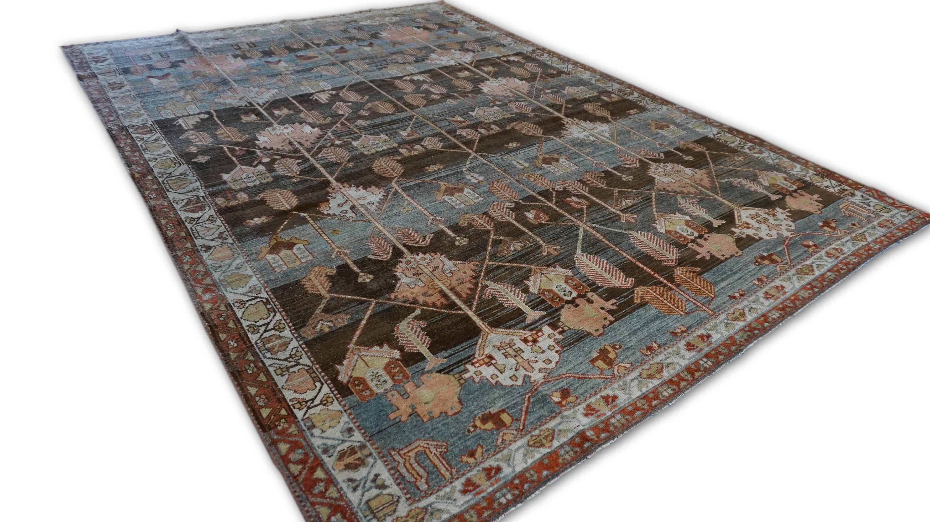 XX secolo Tappeto antico Tree of Life Earthy Malayer Wool 6'9''x9'6'' in vendita